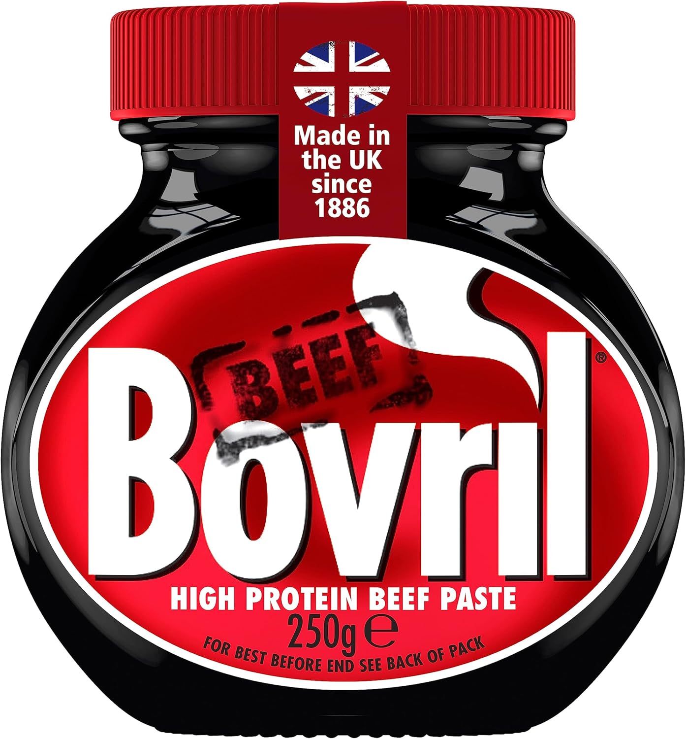 Bovril Rindfleisch- und Hefeextraktpaste – proteinreich, vielseitiger Rindfleischaufstrich für Getränke, zum Kochen und Toasten, 250 g