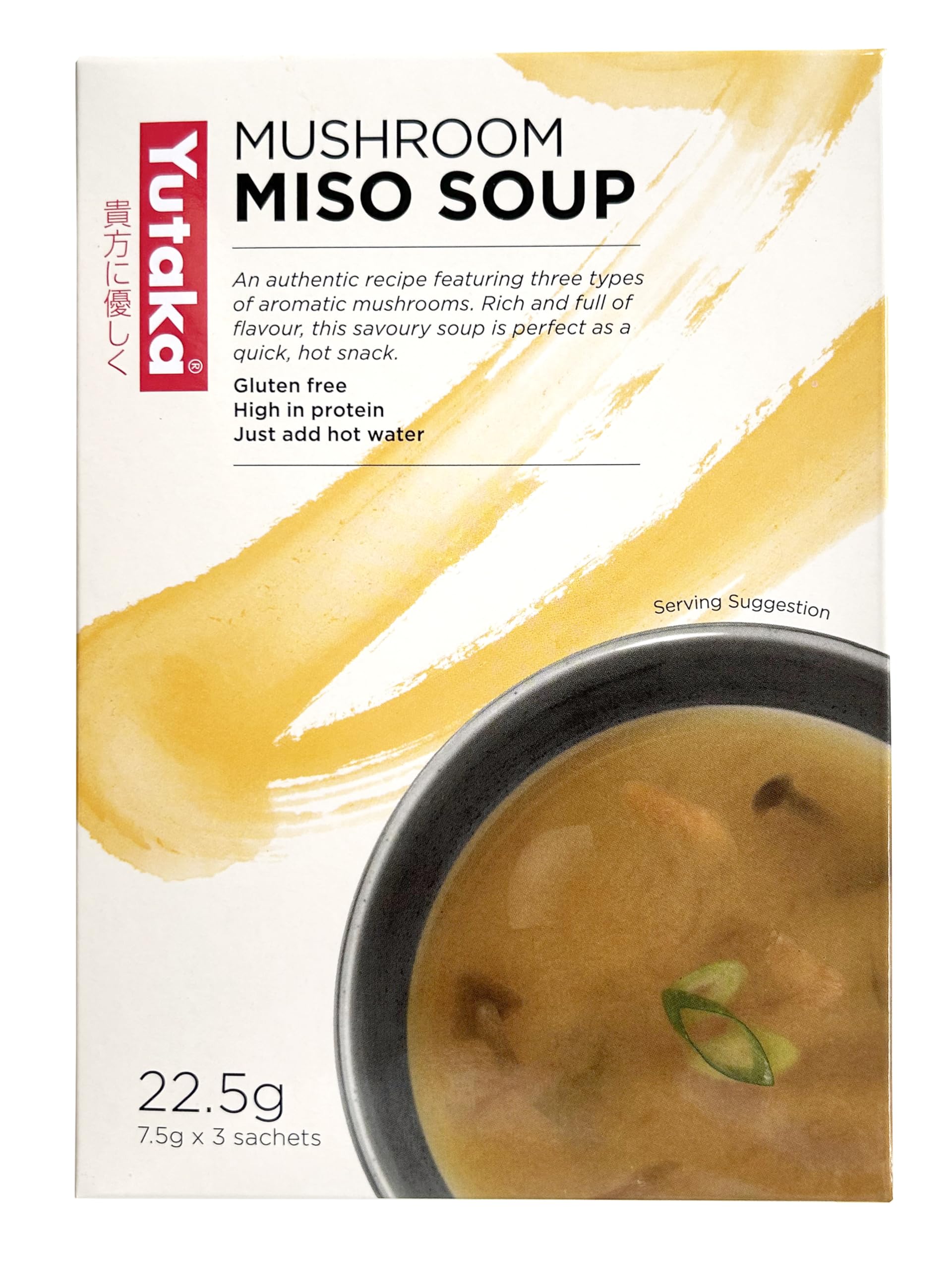 Yutaka – Pilz-Miso-Suppe Instant-Mix (22,5 g) | Reichhaltige japanische Umami-Suppe mit Königsausternpilzen, Austernpilzen und Nameko-Pilzen