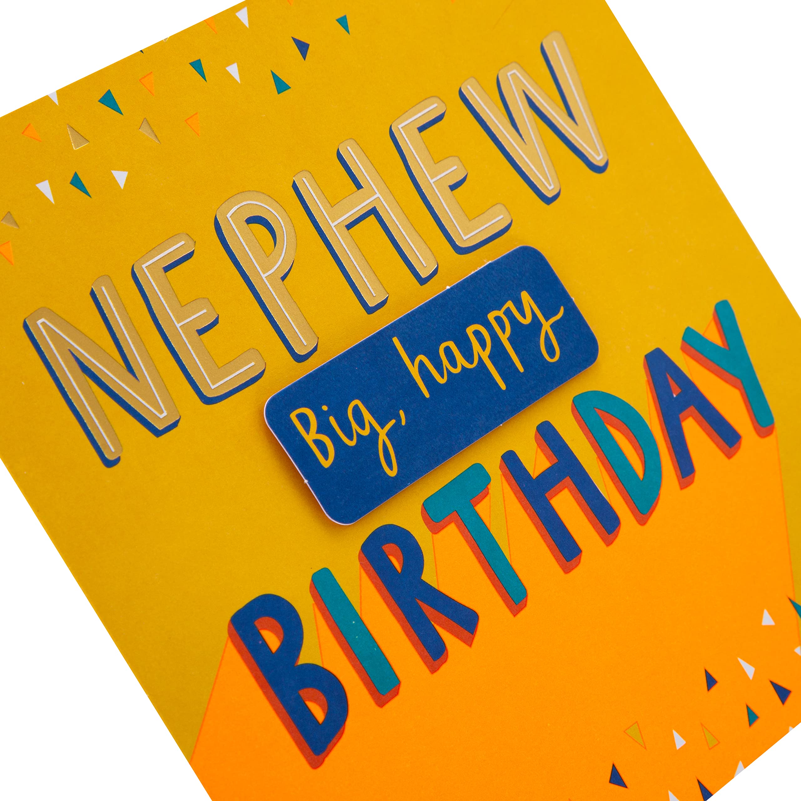 Hallmark Birthday Card for Nephew - 3D Effect, Neon Inks, Gold Foil | 16cm x 16cm
