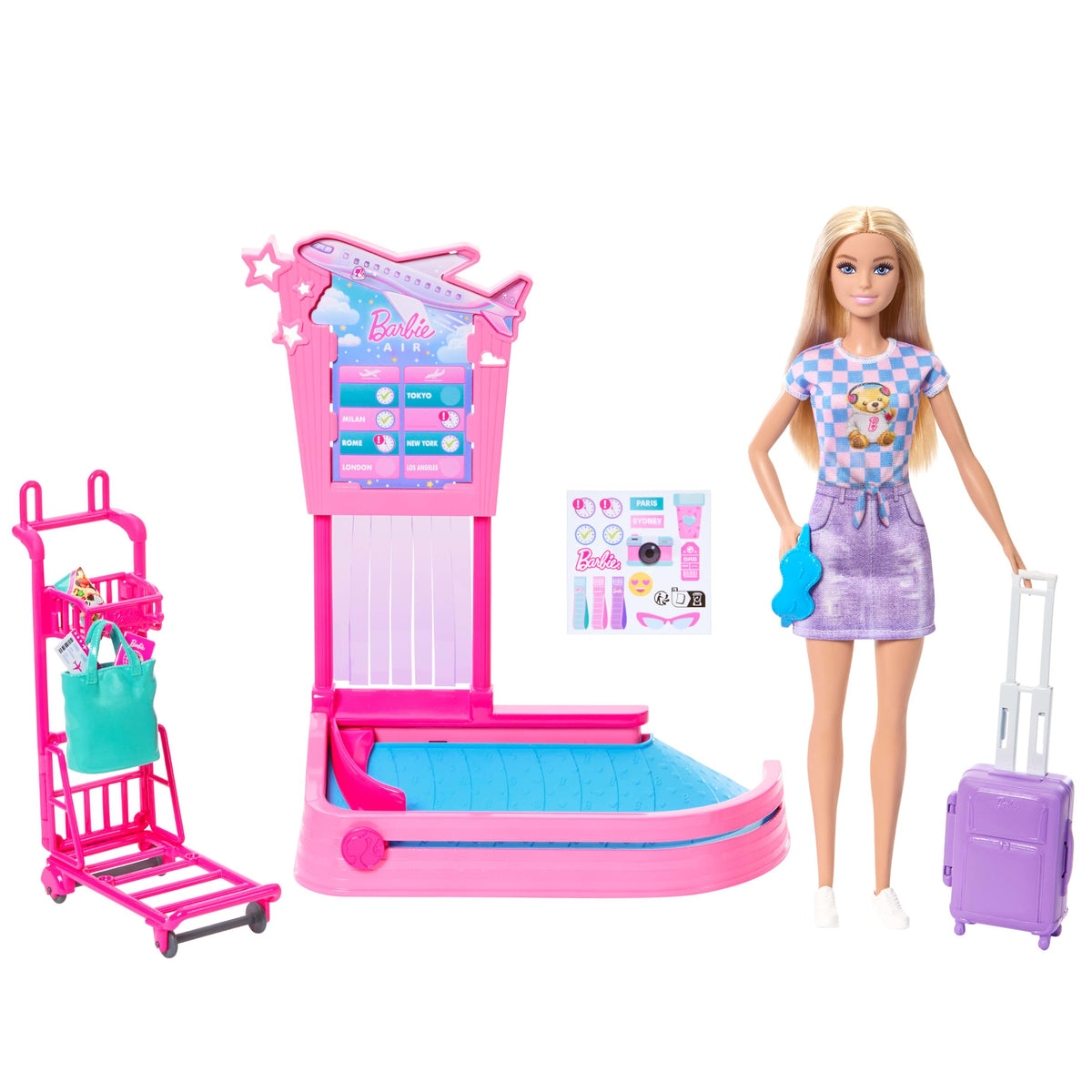 Barbie Malibu Family & Friends Limitless Adventure Doll Playset - Baggage Claim, Travel Accessories, Ages 3+