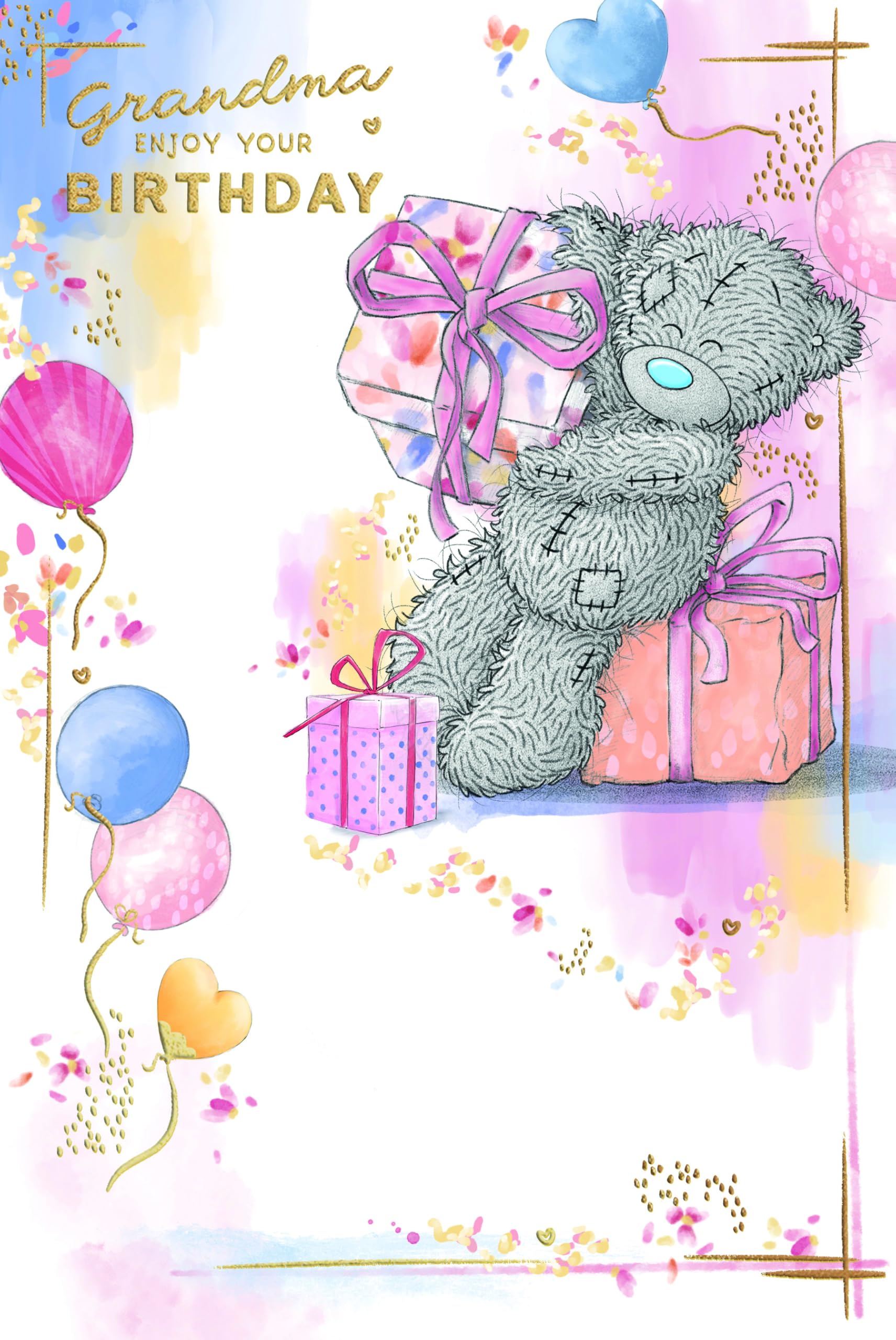 Me To You Tatty Teddy Luxury Gold Foil Birthday Card for Grandma | 6 x 9 Inches 1