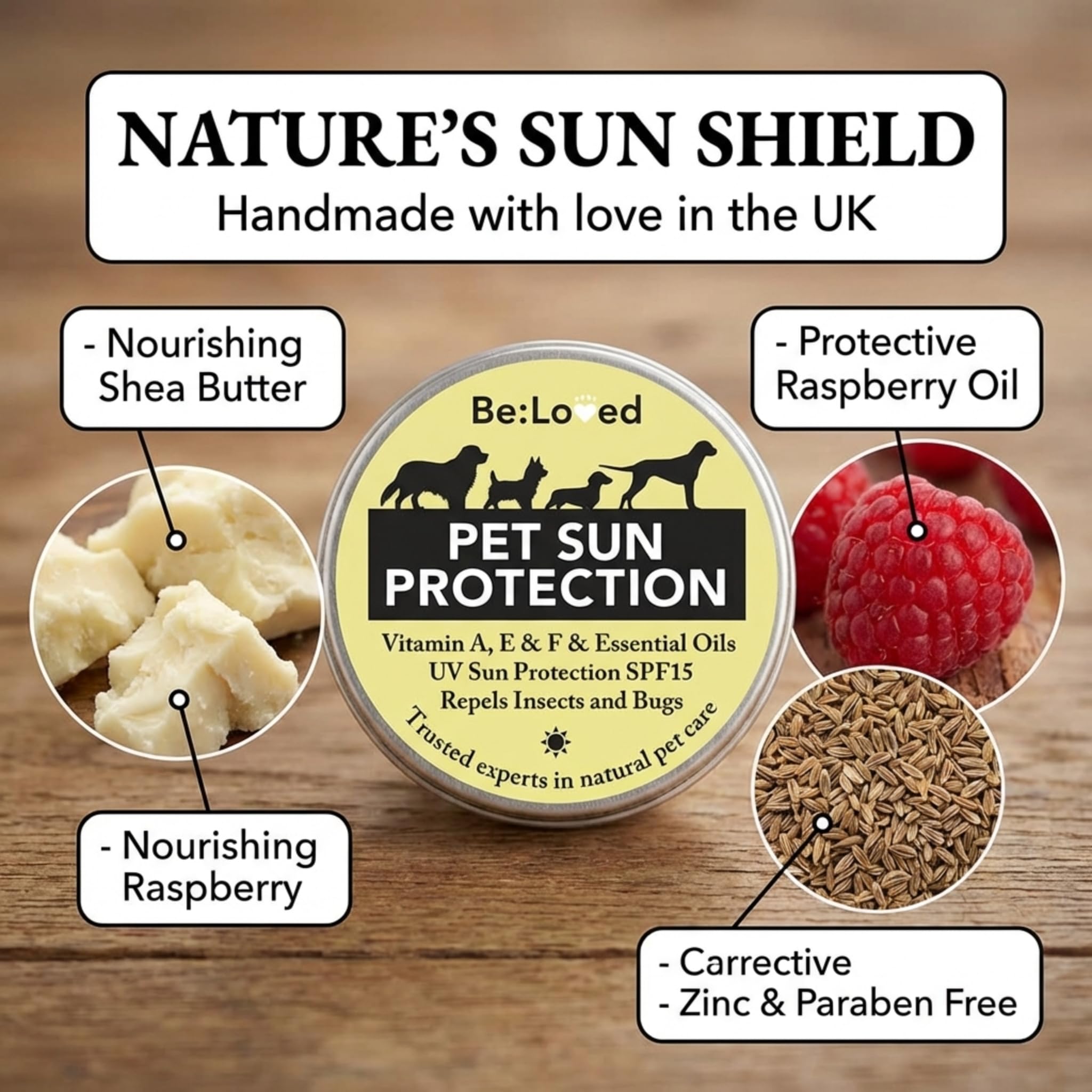 Be:Loved Be:Sunsafe Pet Sun Protection Balm - 60g | Natural Skin Shield | SPF 15 4