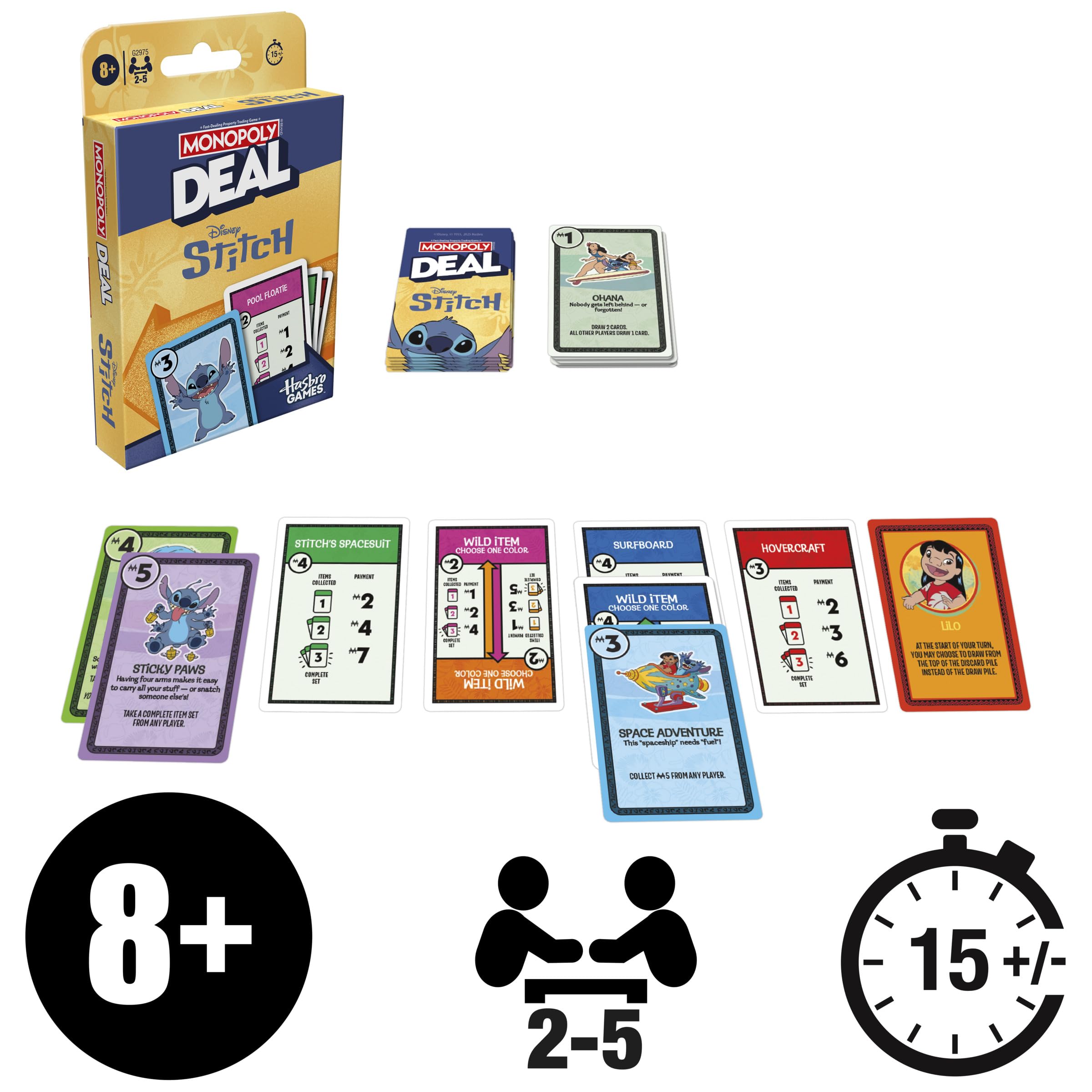Monopoly Brand Disney Stitch Edition Card Game | 2-5 Players | Ages 8+ 2