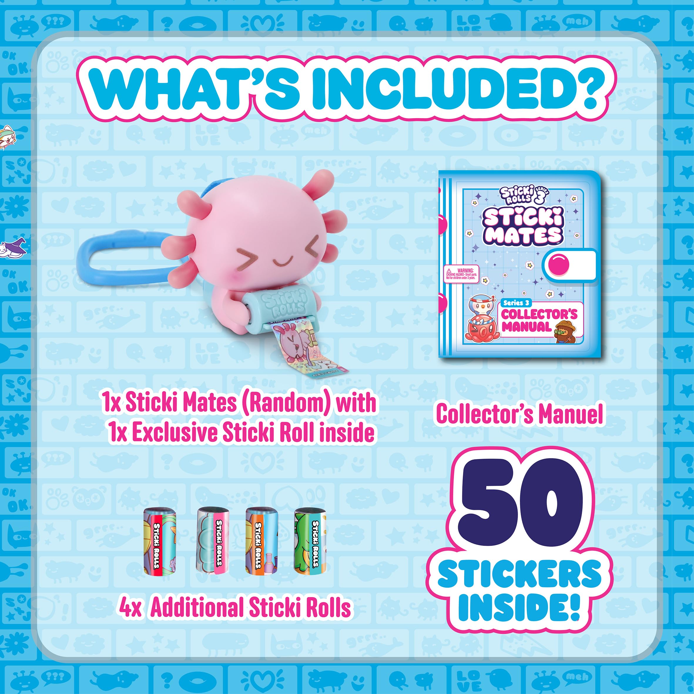 STICKI ROLLS Sticki Mates Collectible Mini Character Sticker Dispenser with 50 Stickers 7
