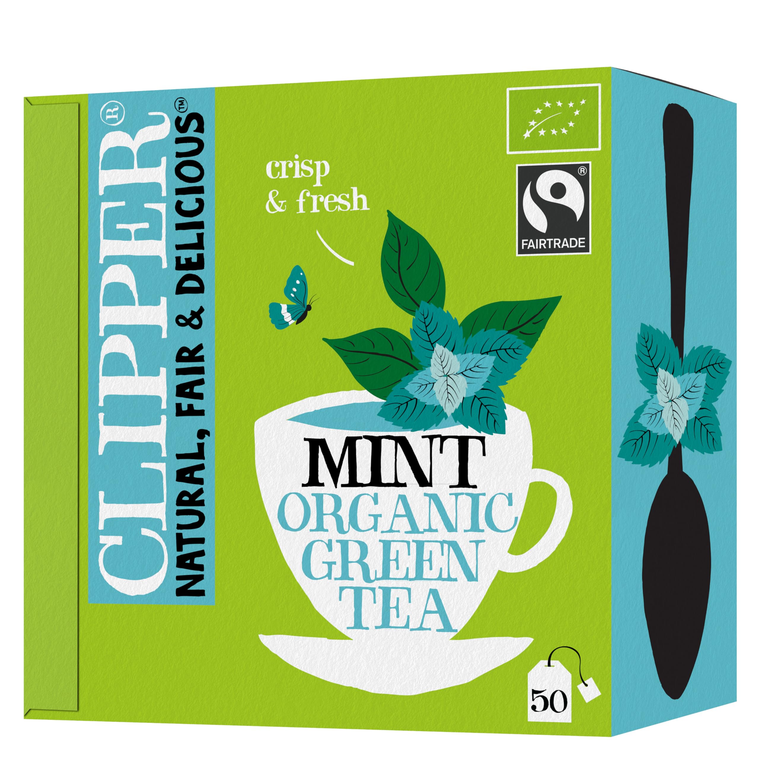 Clipper Natural, Fair & Delicious Organic Green and Mint Tea Bags - Box of 50