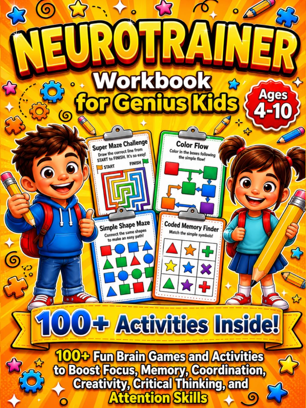 The Neurotrainer Workbook for Genius Kids: 100+ Fun Brain Games and Activities by Peter Kraus | Paperback