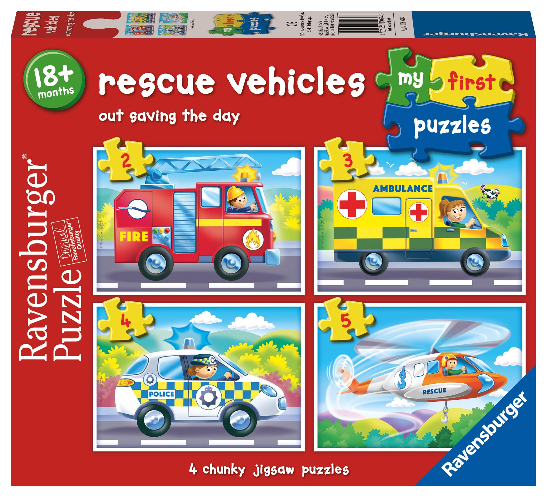 Ravensburger Rescue Vehicles My First Jigsaw Puzzles for Toddlers Age 18 Months+ (4-in-1 Set)