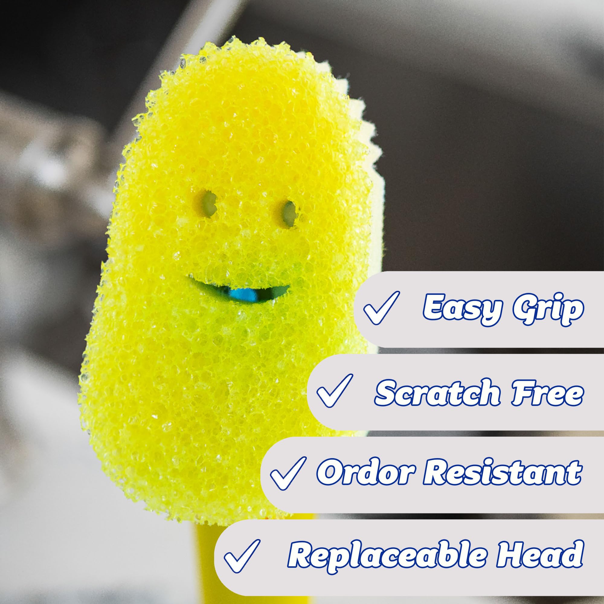 Scrub Daddy Dish Daddy Wand & Connector Head - Soap Dispensing Dish Brush with Texture-Changing Sponge, Built-in Scraper & Stand - Yellow 8