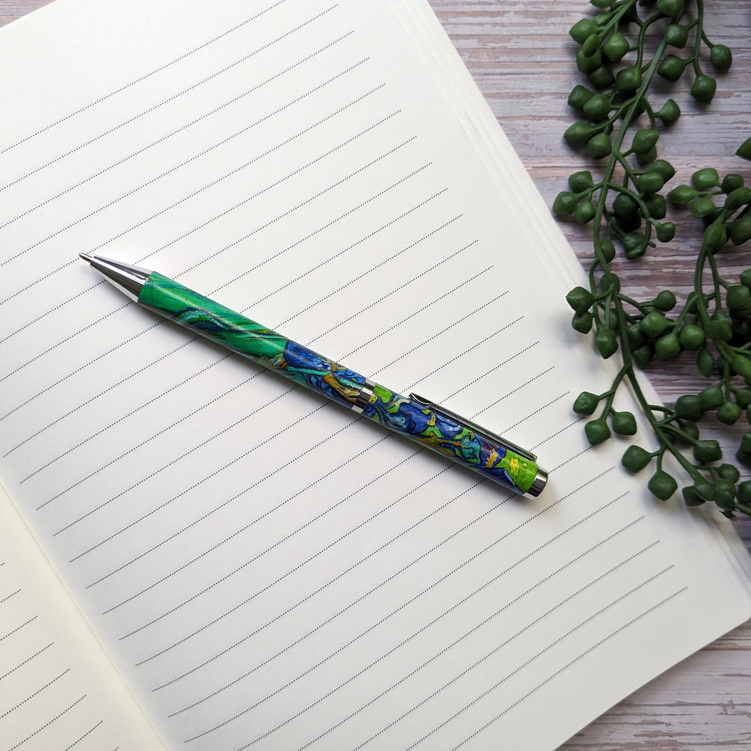 Robert Frederick Van Gogh Irises Retractable Ballpoint Pen - Smooth Black Ink | Gift Box Included 7