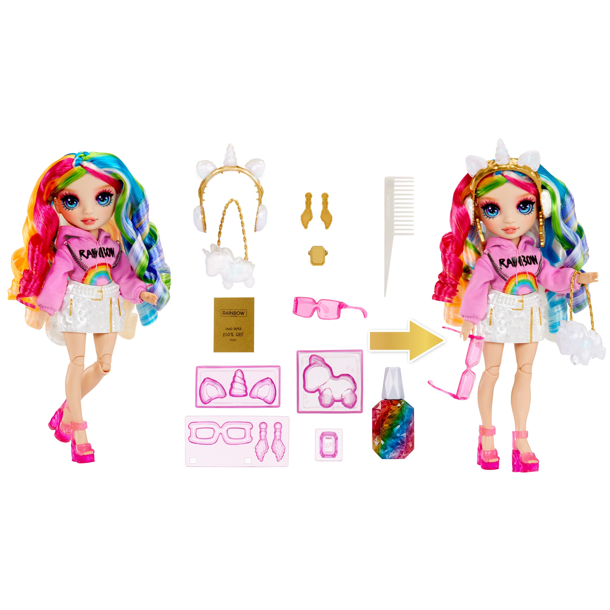 Rainbow High Creative Crystals Amaya Doll - 28 cm Fashion Doll with DIY Crystal Accessory Make It Kit | Ages 8+