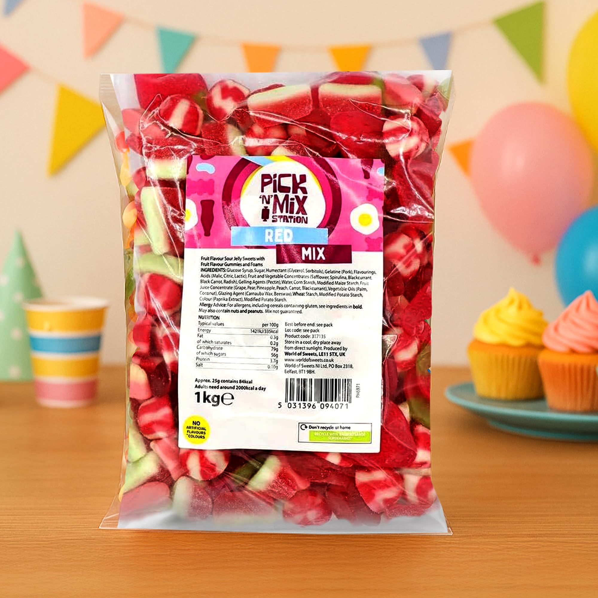 Bonds of London Pick 'n' Mix Station Red Mix Chewy Sweets | 1 kg Fruit Flavoured Assortment 3