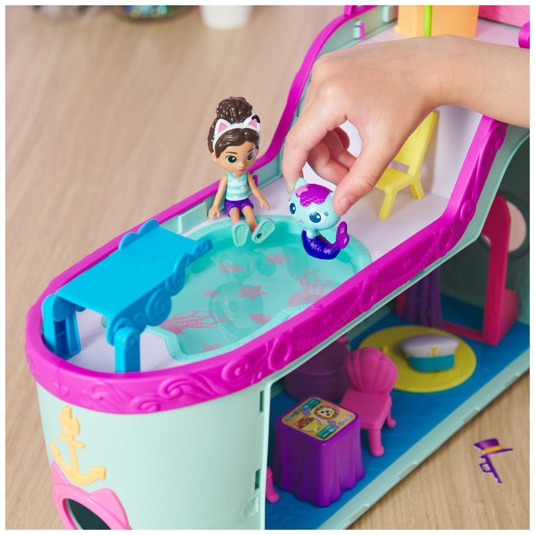 Gabby's Dollhouse Cat Friend Ship - 18-Piece Cruise Playset with Gabby & MerCat Figures, Ages 3+