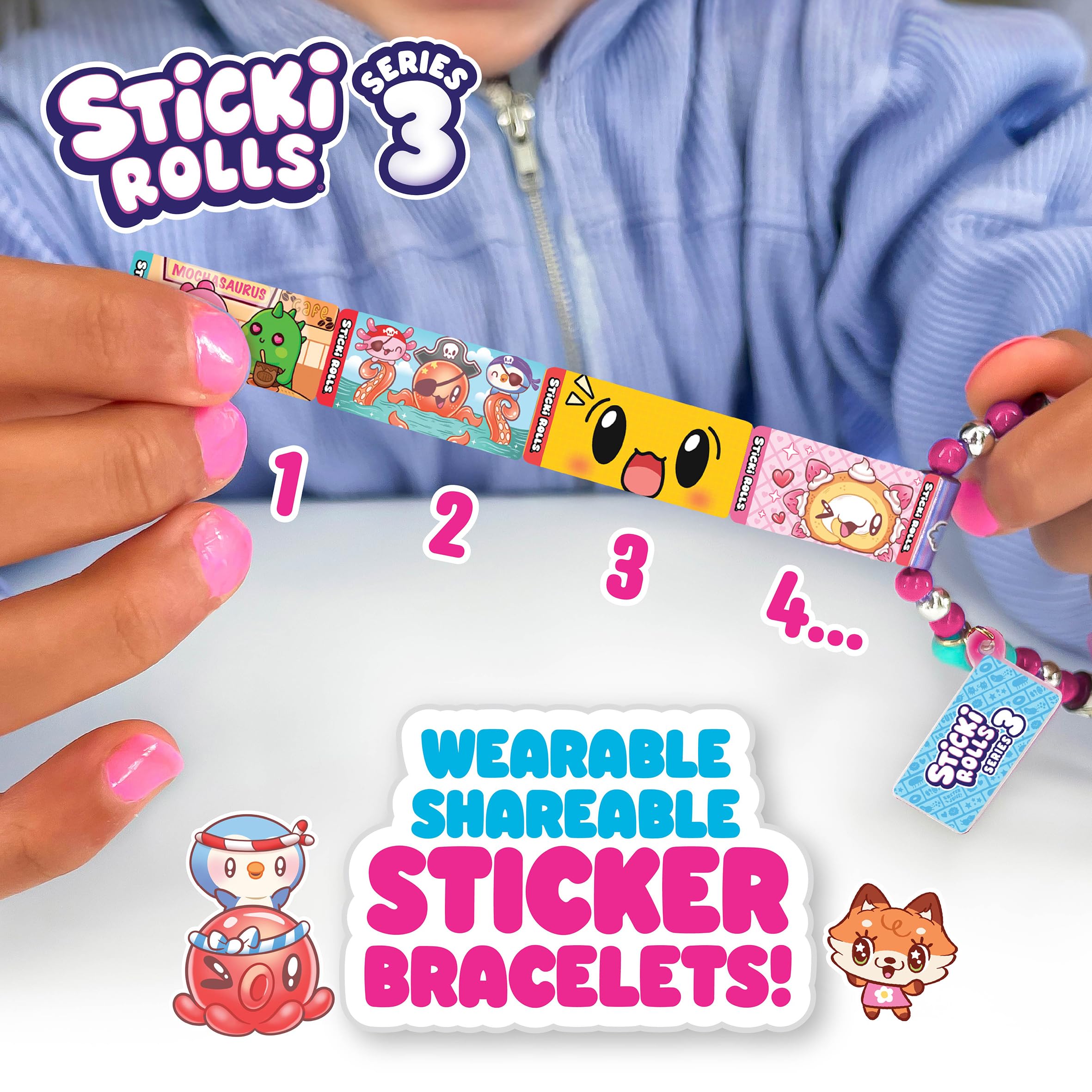 STICKI ROLLS Sticki Band Single Pack S3 - Wearable, Shareable Sticker Bracelets | Ages 5+
