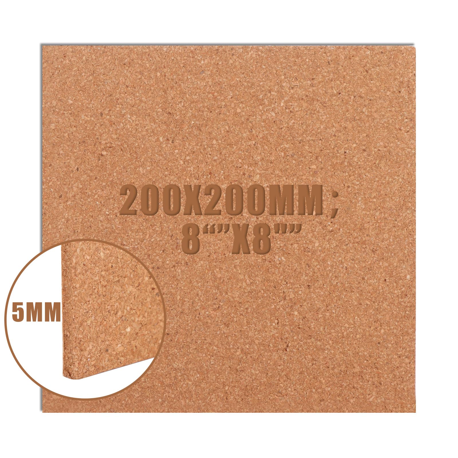 ASelected 8 Pcs Square Cork Boards - Self-Adhesive Natural Cork Tiles for Wall Display | 200x200x5mm