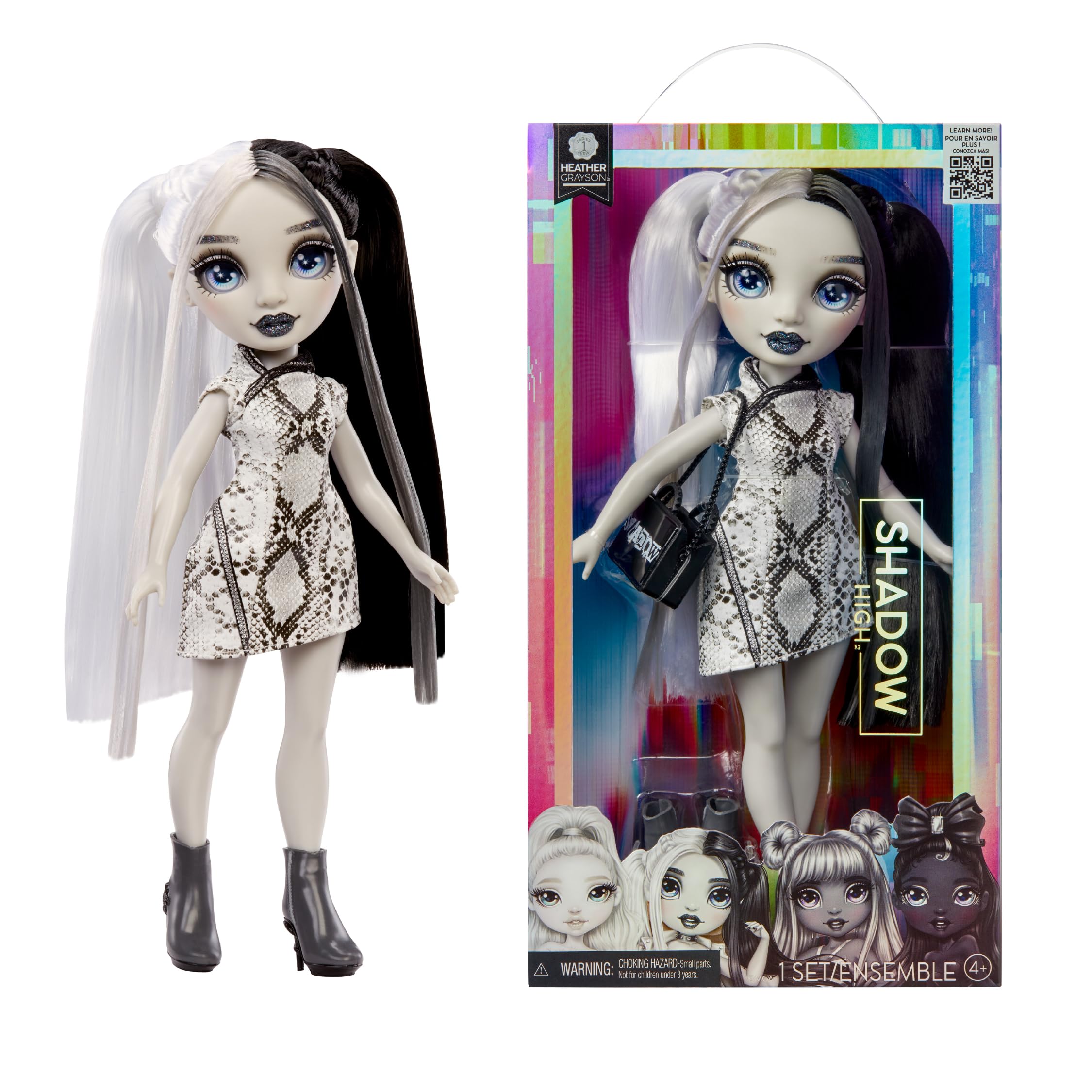 Rainbow High Shadow High Heather Grayson - 28cm Grayscale Fashion Doll with Black & White Hair, Outfit, Shoes & Handbag 1