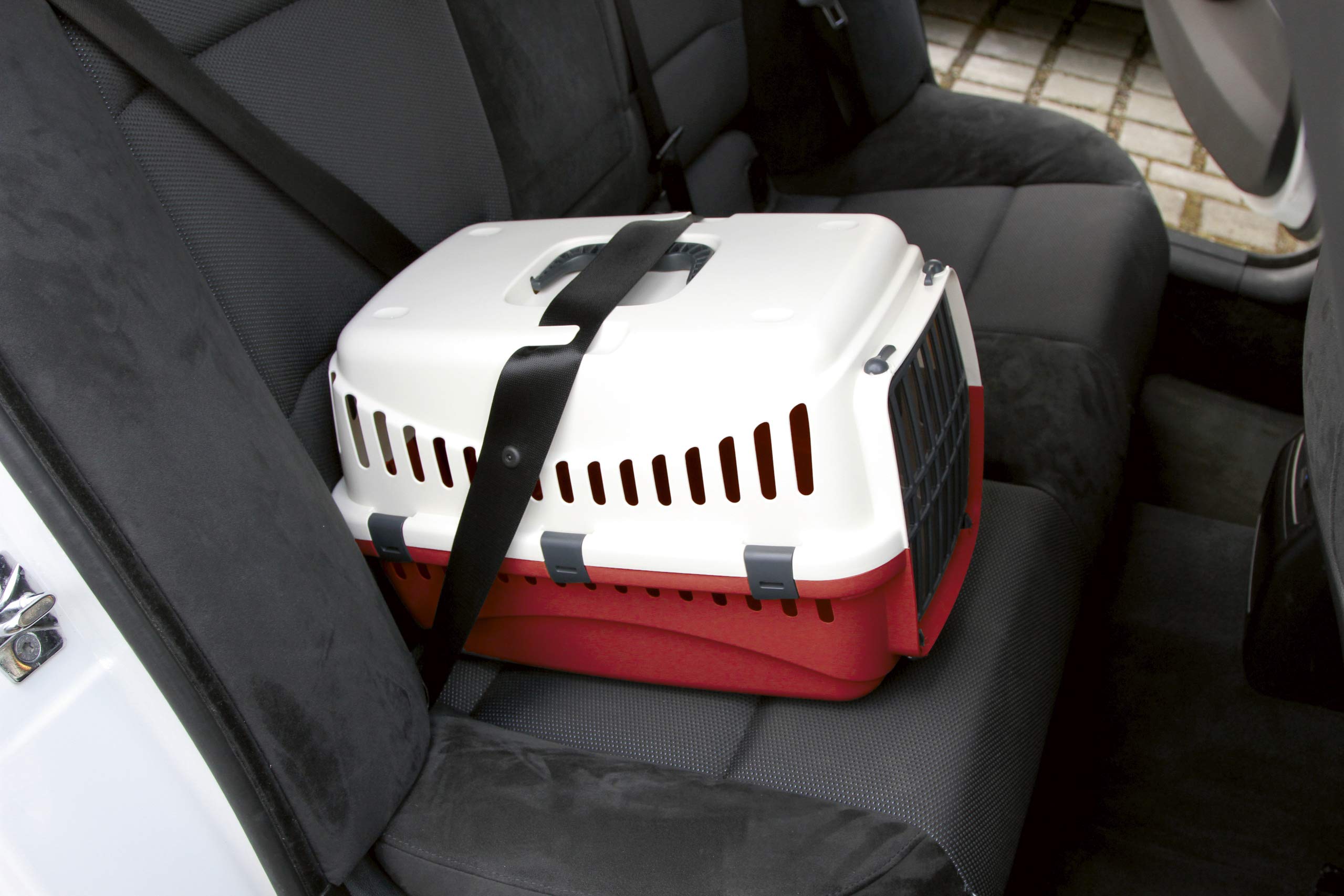 Kerbl Pet Transport Box Expedion with Plastic Door | 45 x 30 x 30 cm | Creme/ Bordeaux 6