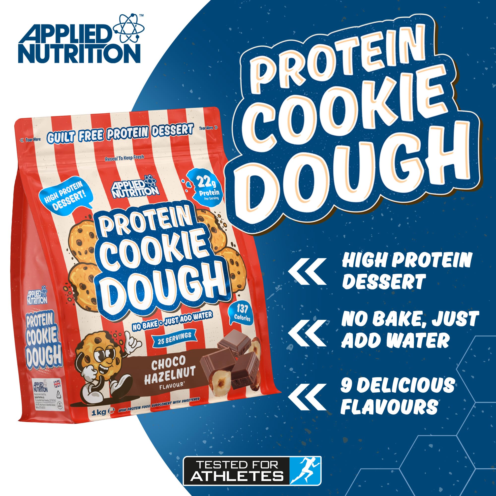 Applied Nutrition Protein Cookie Dough - High Protein Snack, 1kg Pouch | Over 22g Protein