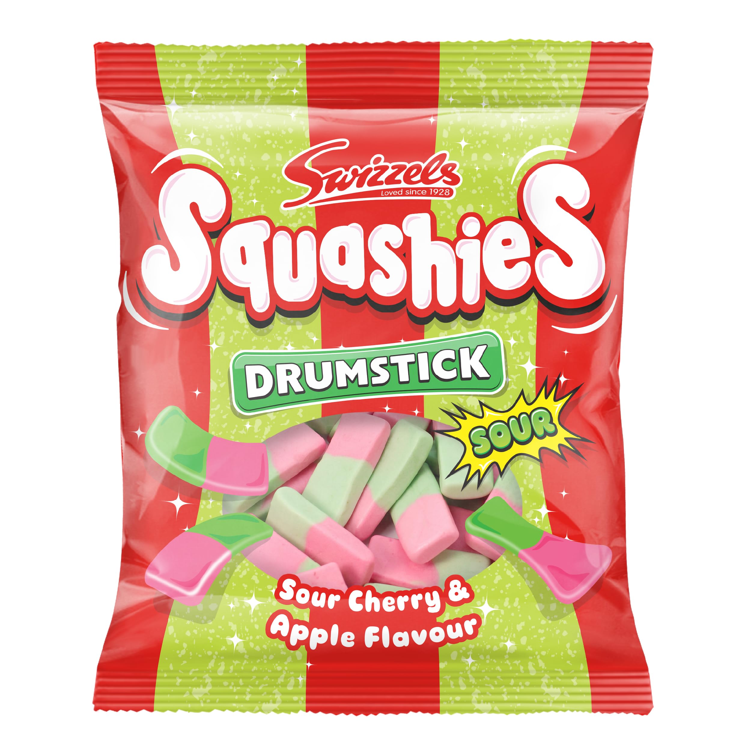 Swizzels Squashies Sweets - Sour Apple and Cherry Flavour Chewy Gummy Candy | 140g Bag