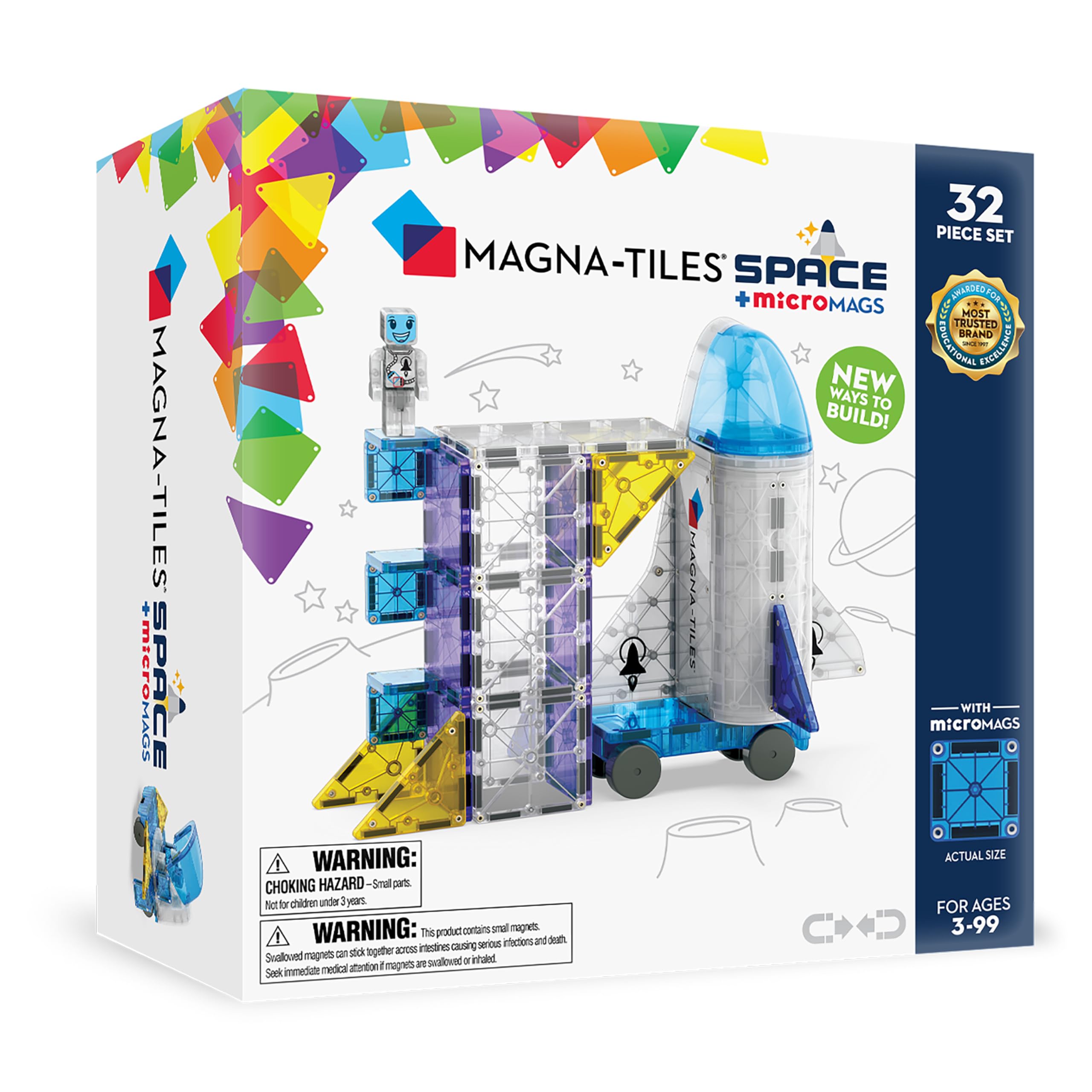 Magna-Tiles Space 32-Piece Magnetic Construction Set | Ages 3+ | Non-Toxic ABS 1
