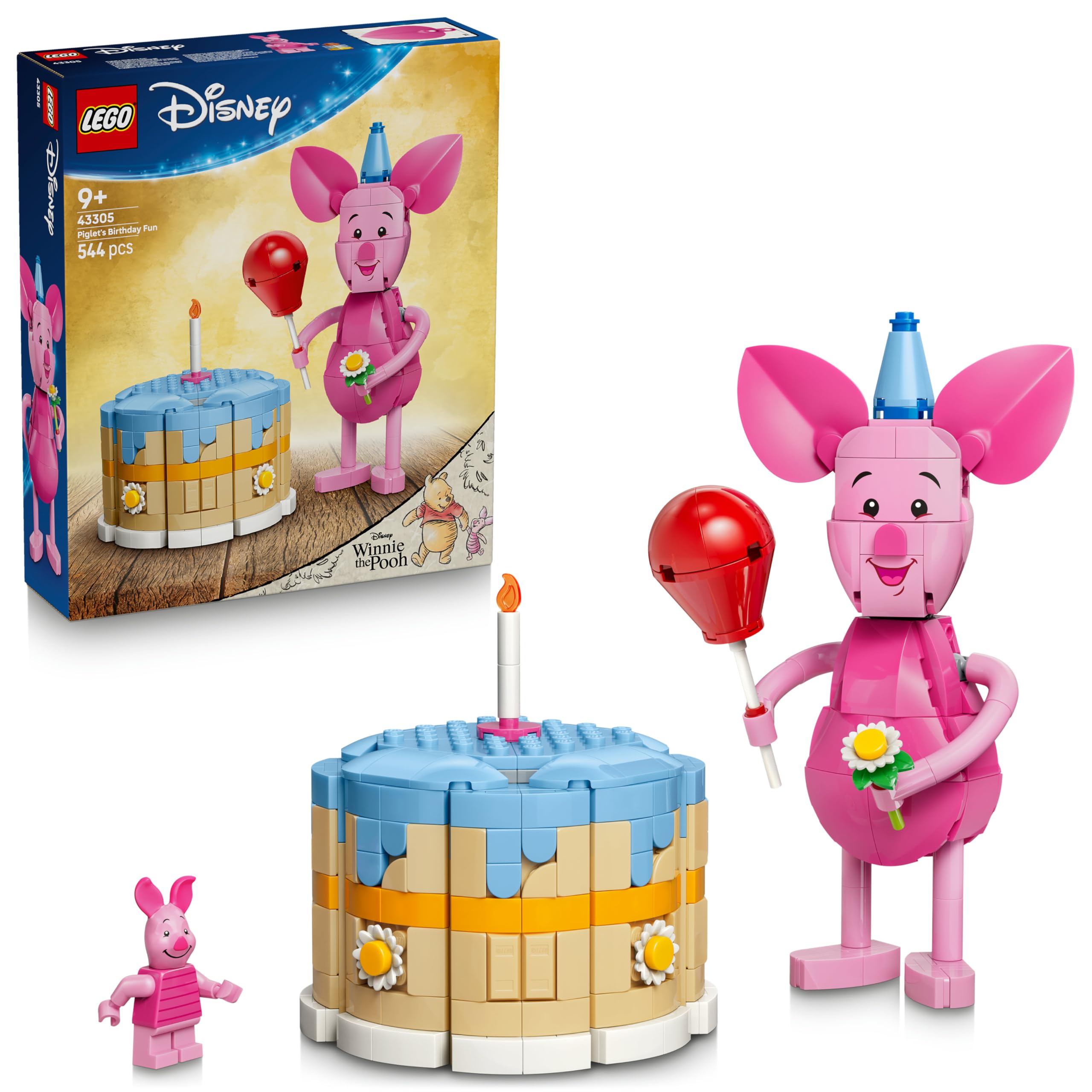 LEGO Disney Piglet's Birthday Fun Building Set 43305 for Ages 9+ | Posable Figure & Cake