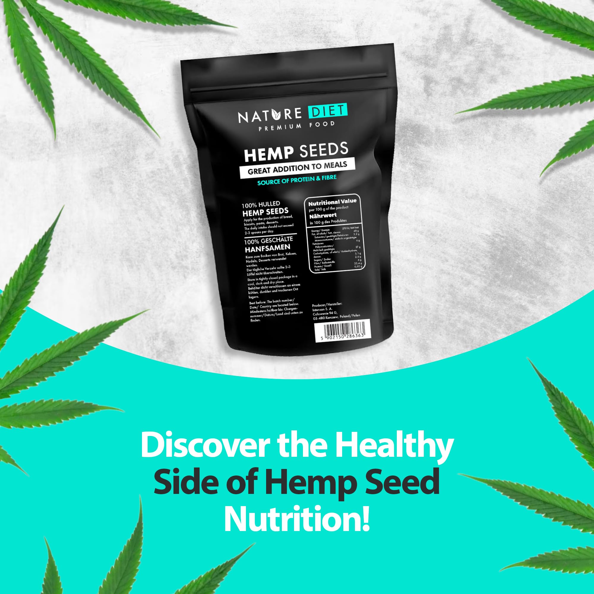 Nature Diet Hulled Hemp Seeds - 1000g Pack | High Protein & Fiber | Vegan & Gluten-Free 7