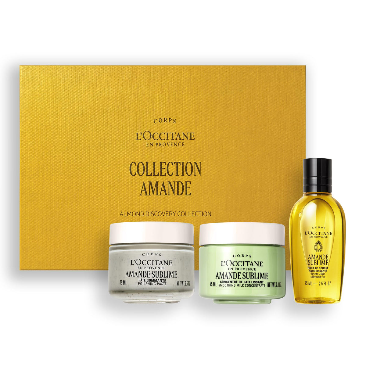 L'OCCITANE Almond (Amande Sublime) Body Care Trio Gift Set - Enriched with Sweet Almond Oil for Supple, Smooth Skin