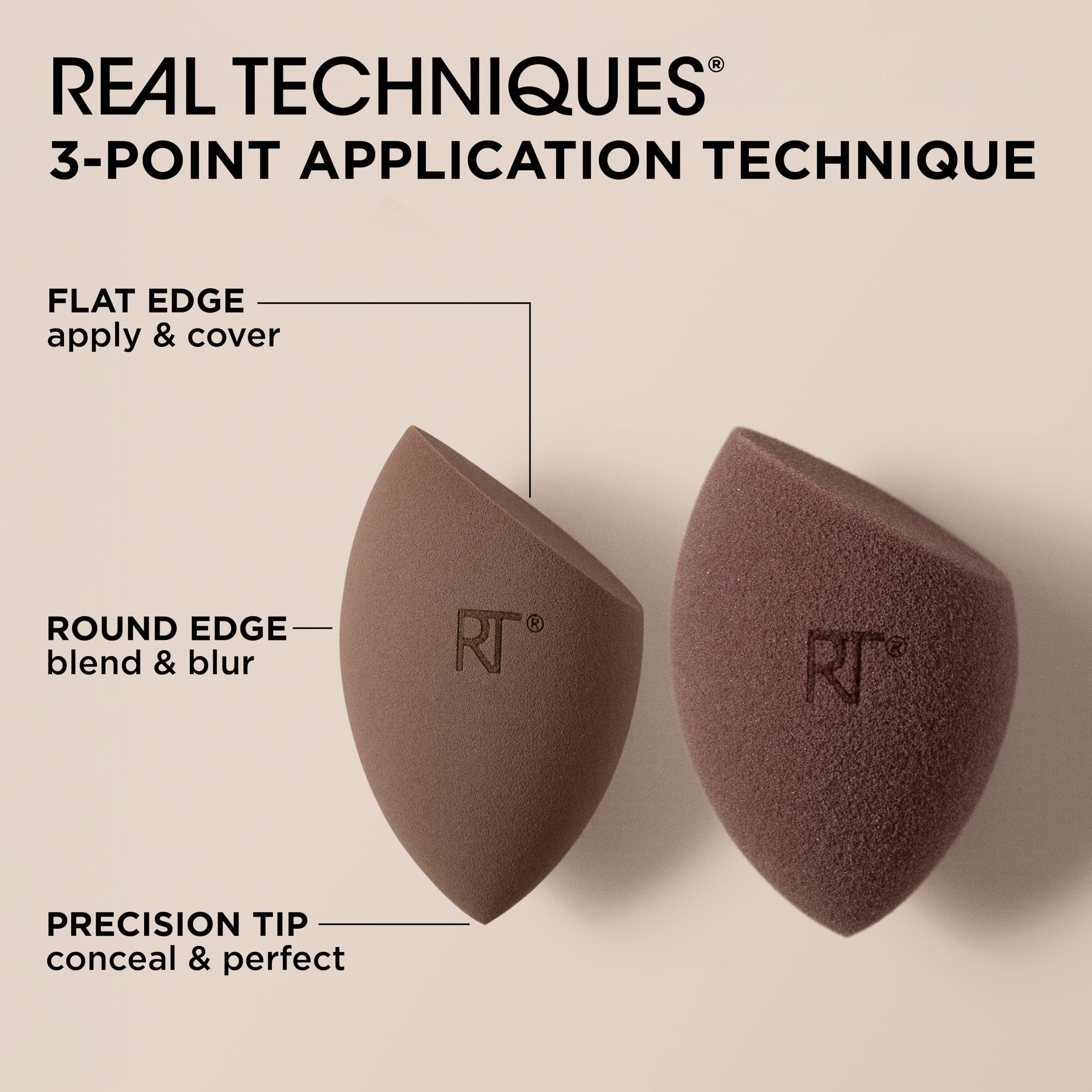 REAL TECHNIQUES New Nudes 2.0 Bare Finish Makeup Sponge 4-Pack | Latex-Free | Vegan & Cruelty-Free