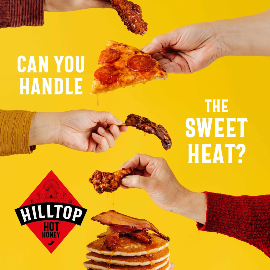 Hilltop Honey Hot Honey - Chilli Infused Natural Honey - Squeezy Bottle 340g