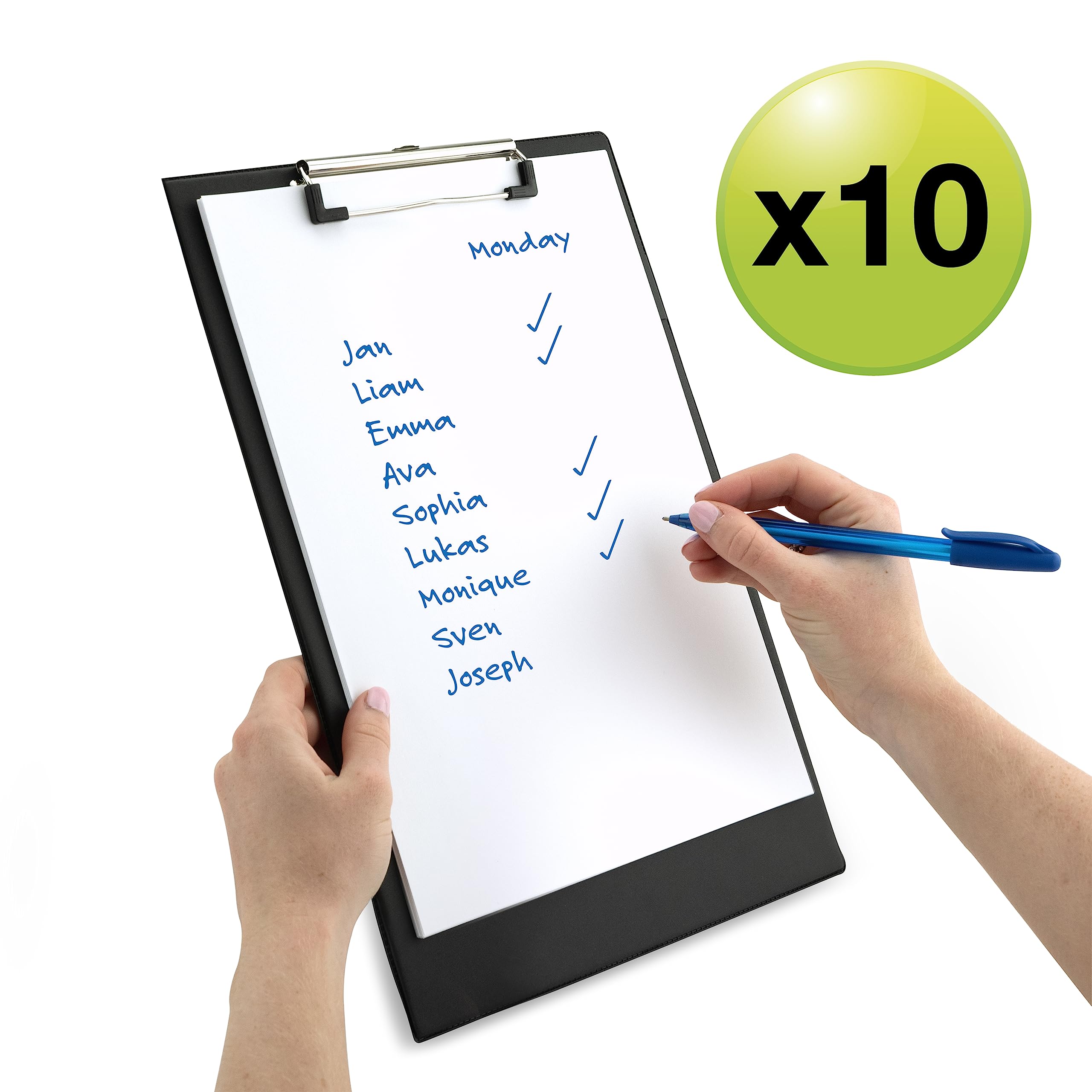 Rapesco Business Pack 10 Standard A4+ Clipboards - High Capacity Clip | Durable PVC Surface