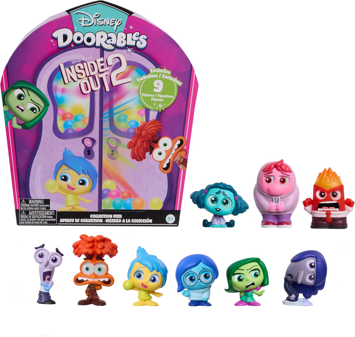 Just Play Disney Doorables Inside Out 2 - Joy, Anger, Sadness, Disgust, Fear, Embarrassment, Envy, Anxiety, Ennui Collection Peek (44864) 1