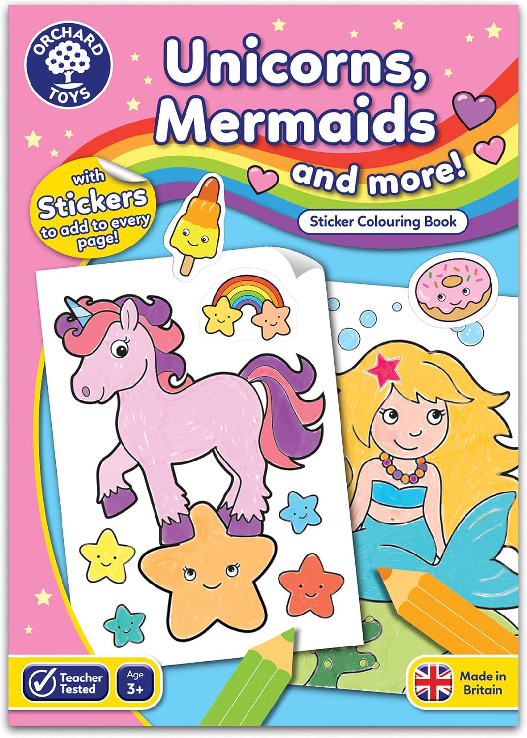 Orchard Toys Unicorns, Mermaids and More Colouring Book - Educational Sticker Activity Book for Kids 1