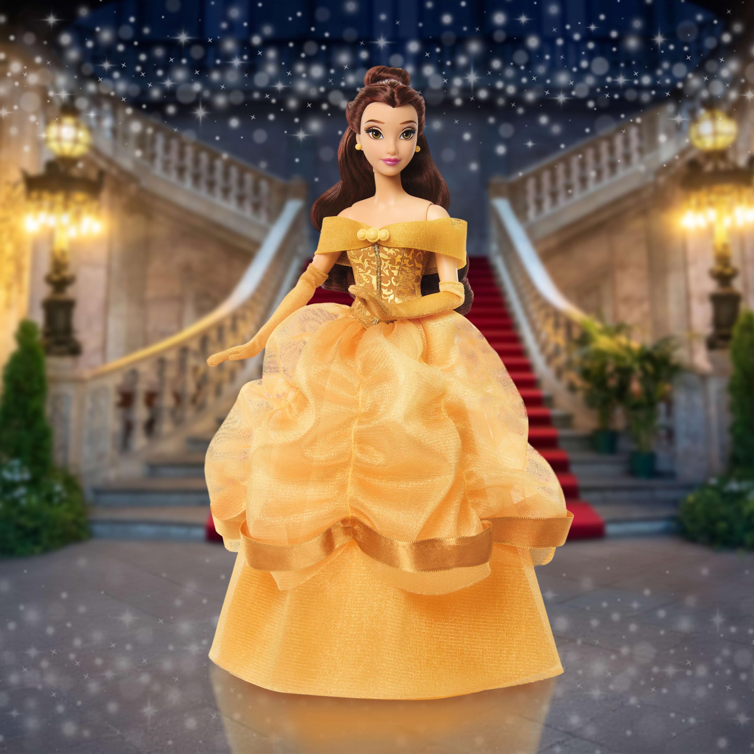 Mattel Disney Princess Belle Sparkling Princess Fashion Doll with Removable Gown & Accessories | Ages 4Y+