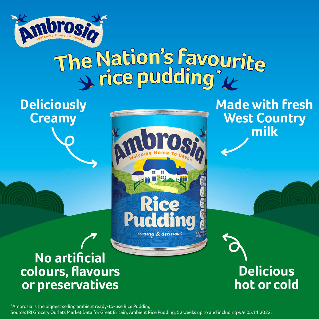Ambrosia Original Rice Pudding 400g Can - Creamy Ready-to-Eat Dessert