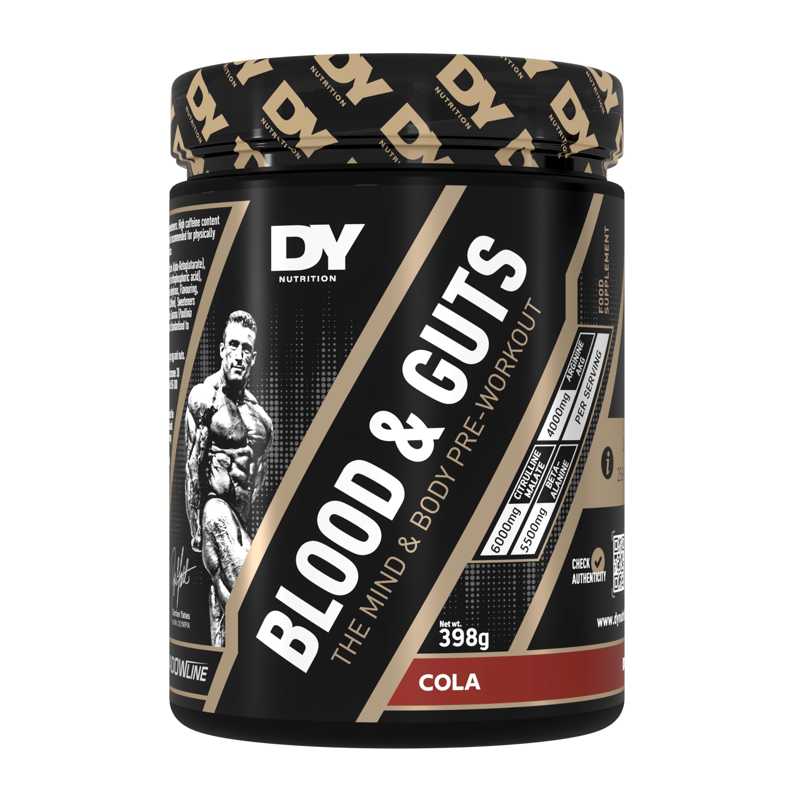 DY Nutrition Blood & Guts Pre Workout Powder - 380g Cola | 20 Servings | High Strength