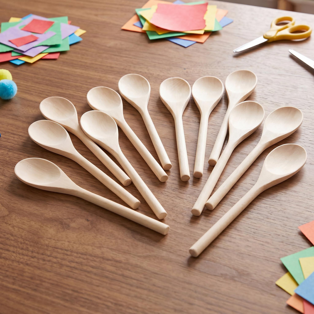 Craftplay Wooden Spoons - Pack of 12 | 23.5cm Length | FSC Beechwood