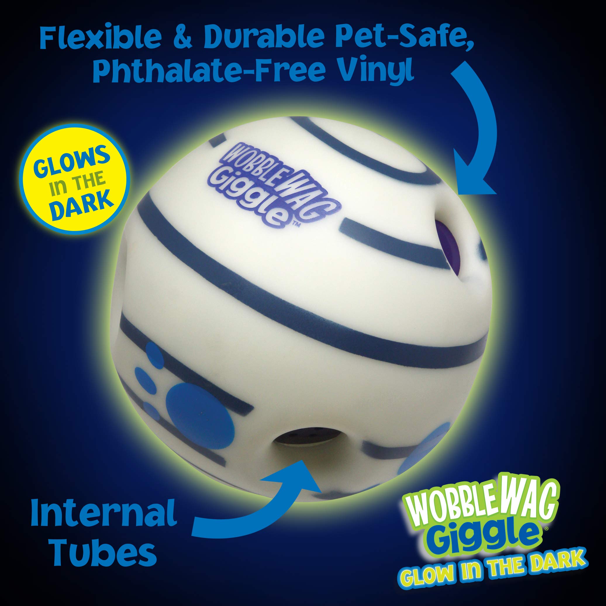 Wobble Wag Giggle Ball - Interactive Dog Toy with Glow in the Dark Feature | Durable Vinyl