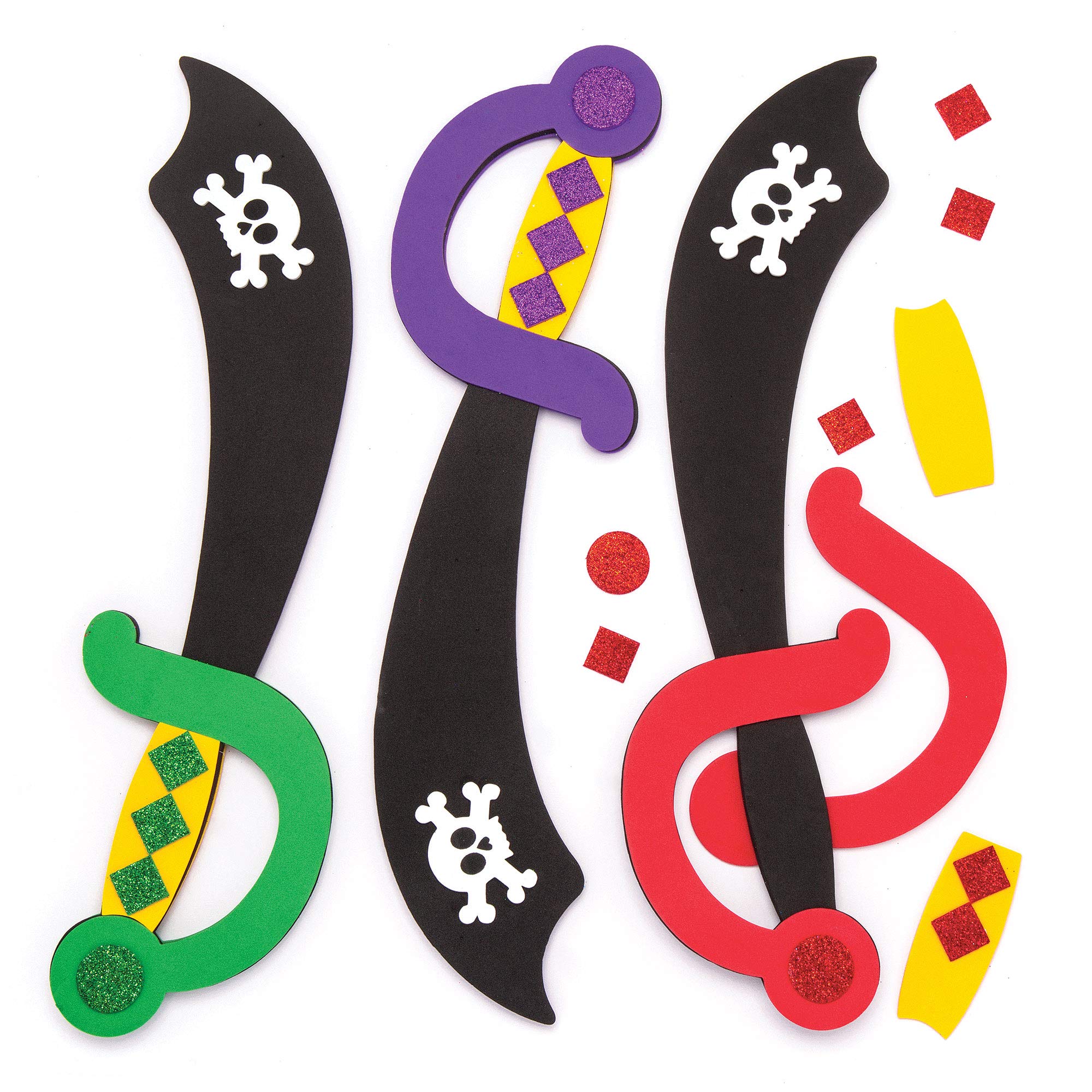 Baker Ross Pirate Sword Kits - Make Your Own Foam Swords | Pack of 4 | Ages 3+