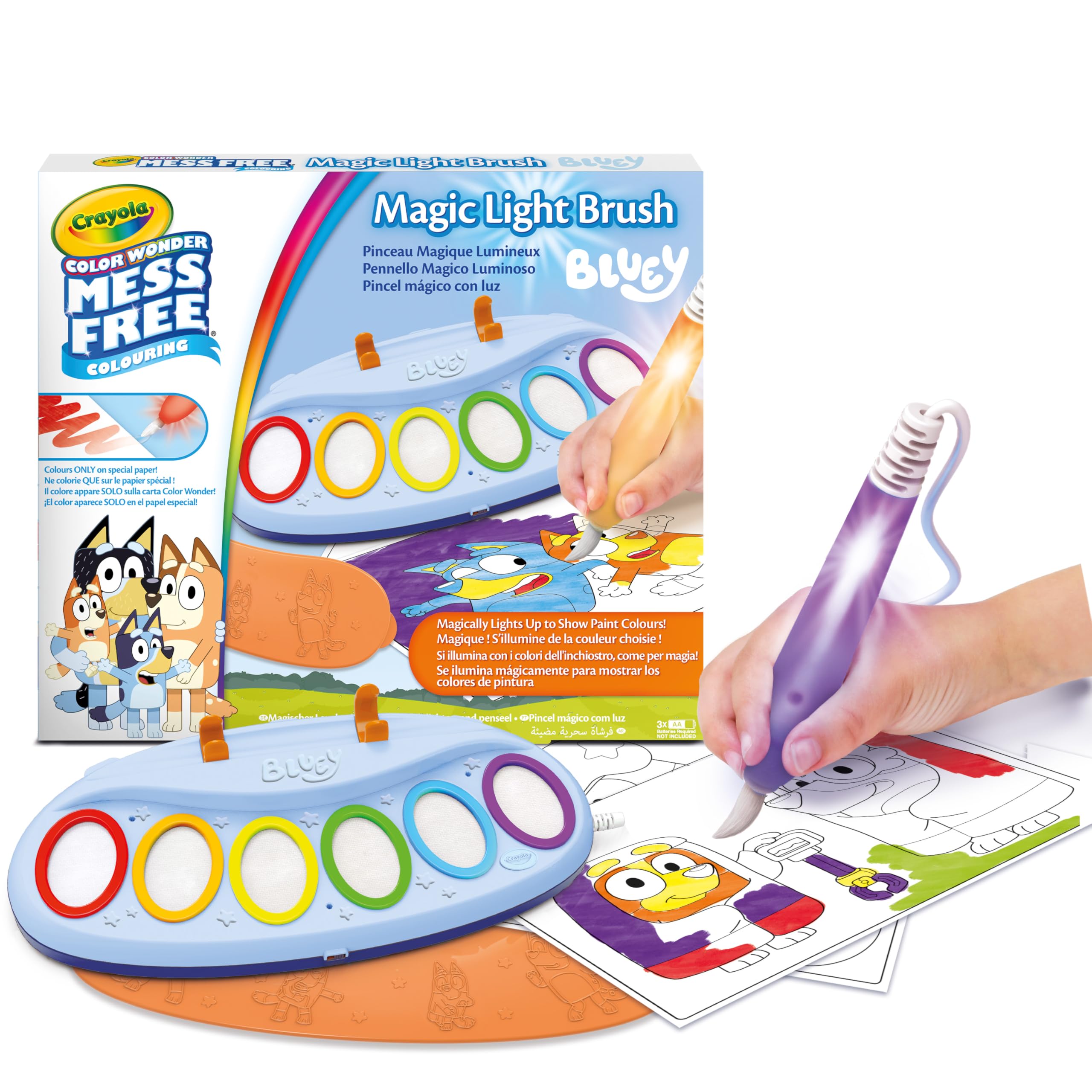 CRAYOLA Bluey Colour Wonder Magic Light Brush Craft Kit - Mess Free Painting for Ages 3+ 1