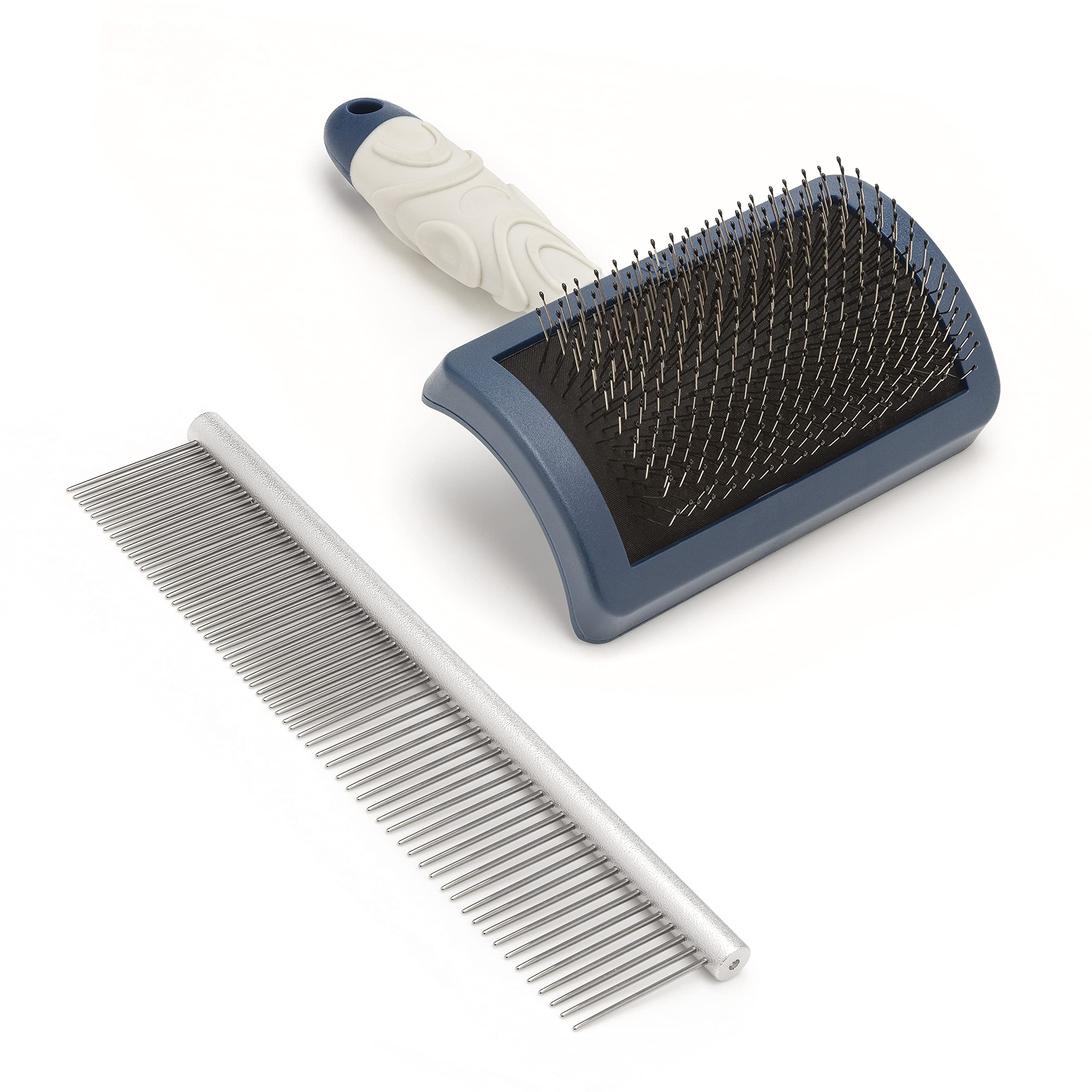 Mikki Dog Brush Set: Stainless Steel Comb & Hard Pin Slicker for Doodles | Small Size 1