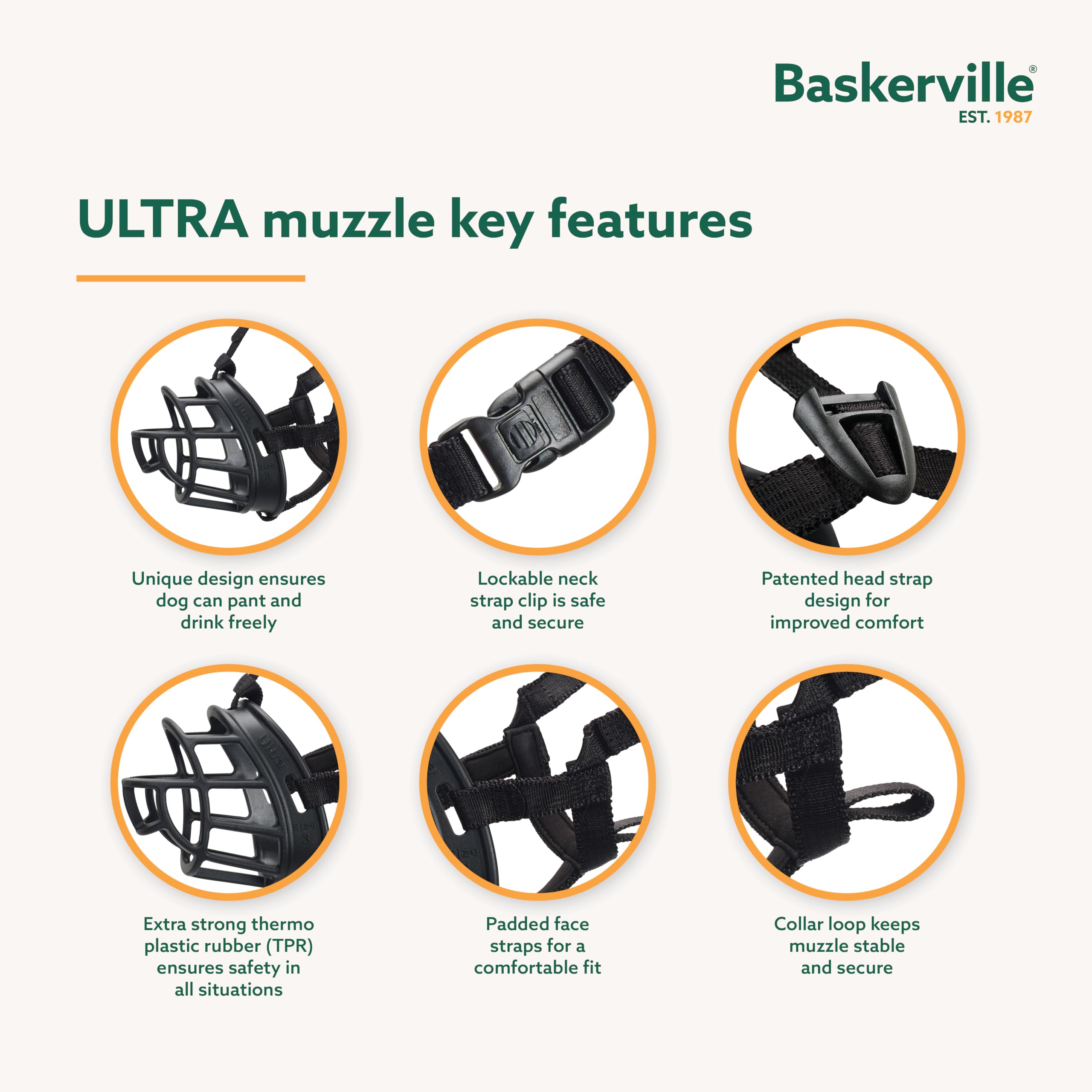 Baskerville ULTRA Muzzle - Patented Humane Design, Breathable, Size 3, Black 2