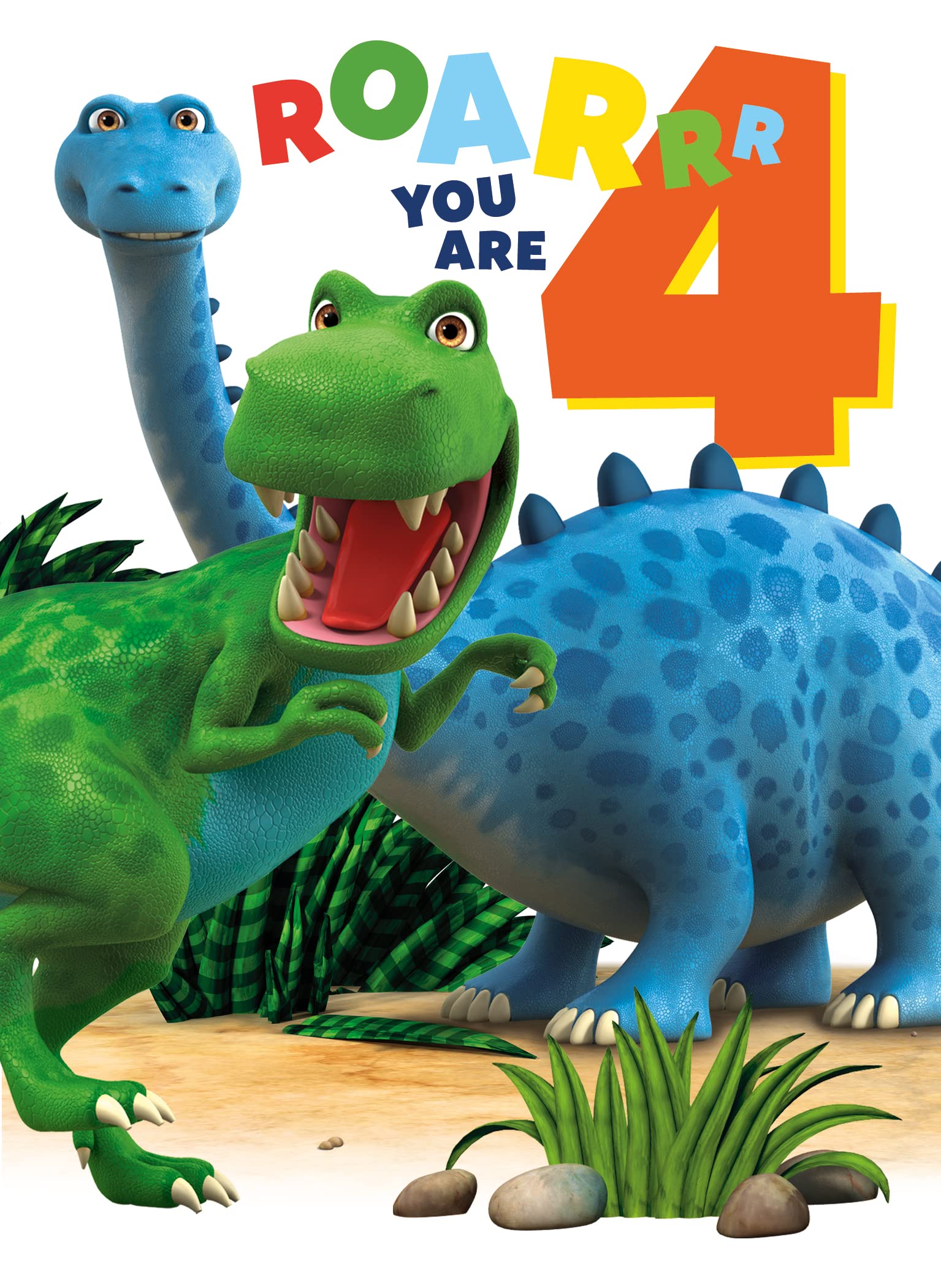 Danilo Promotions LTD Dinosaur Roar Age 4 Birthday Card | A5 Size | Multi Color