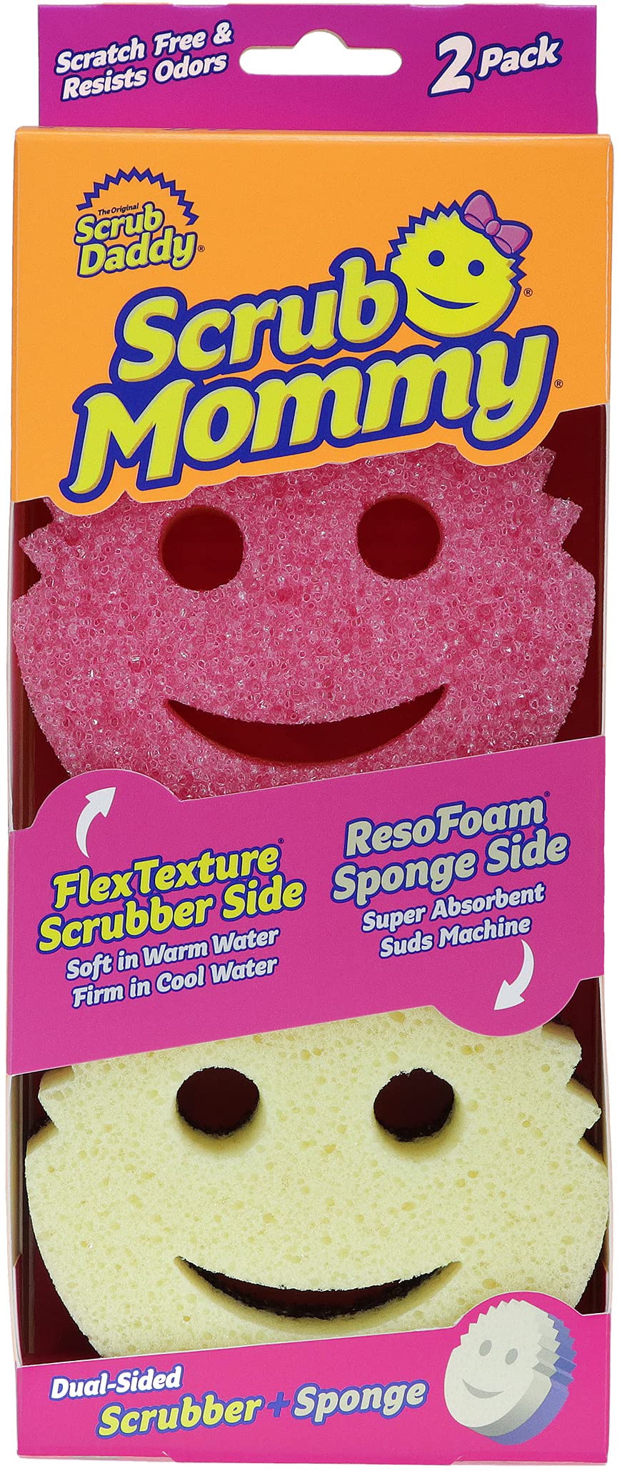 Scrub Daddy Scrub Mommy Dual-Sided Cleaning Sponges - Non-Scratch, Pink, 2 Pack 1
