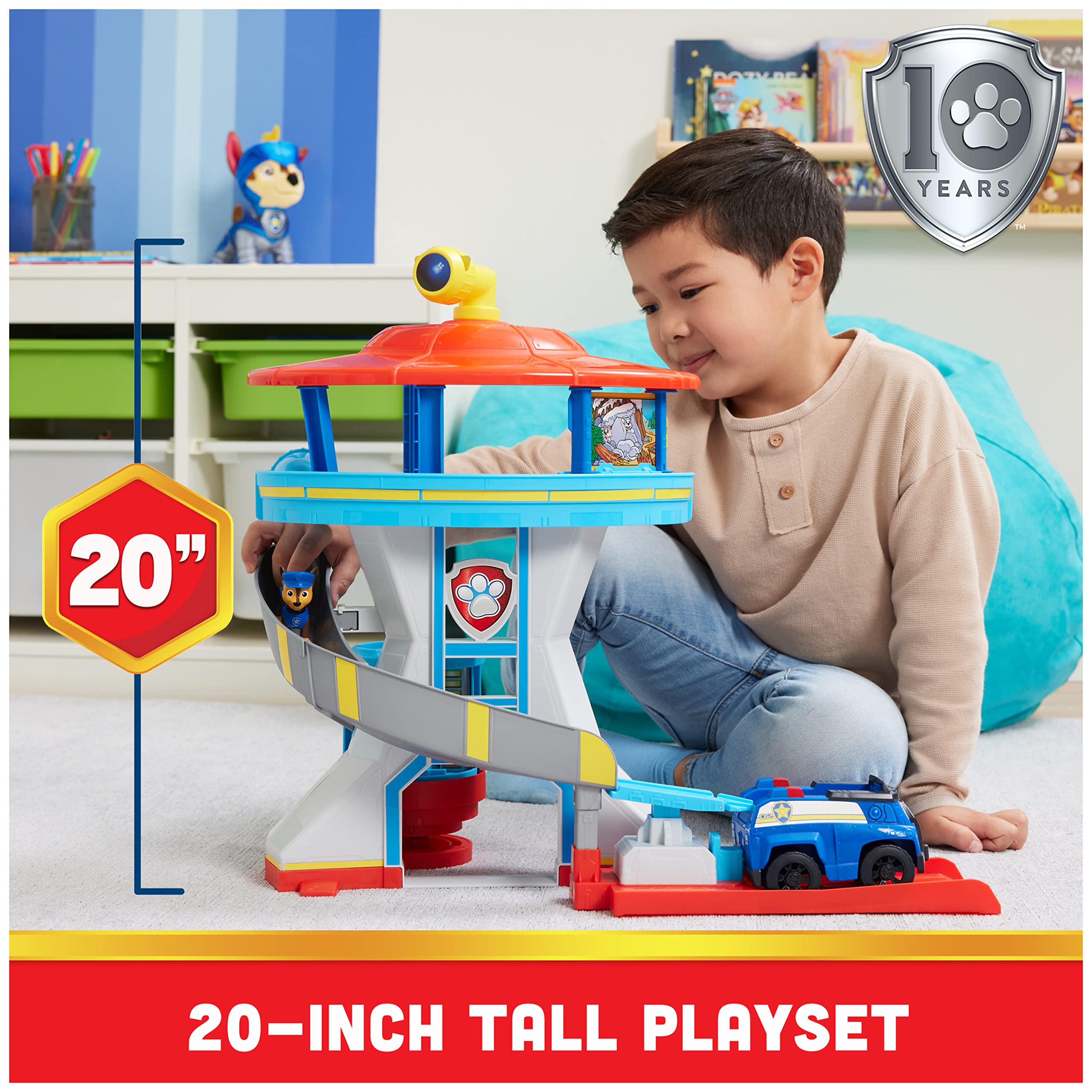 Paw Patrol Lookout Tower Playset with Toy Car Launcher, 2 Chase Figures, Police Cruiser | Ages 3+ 2