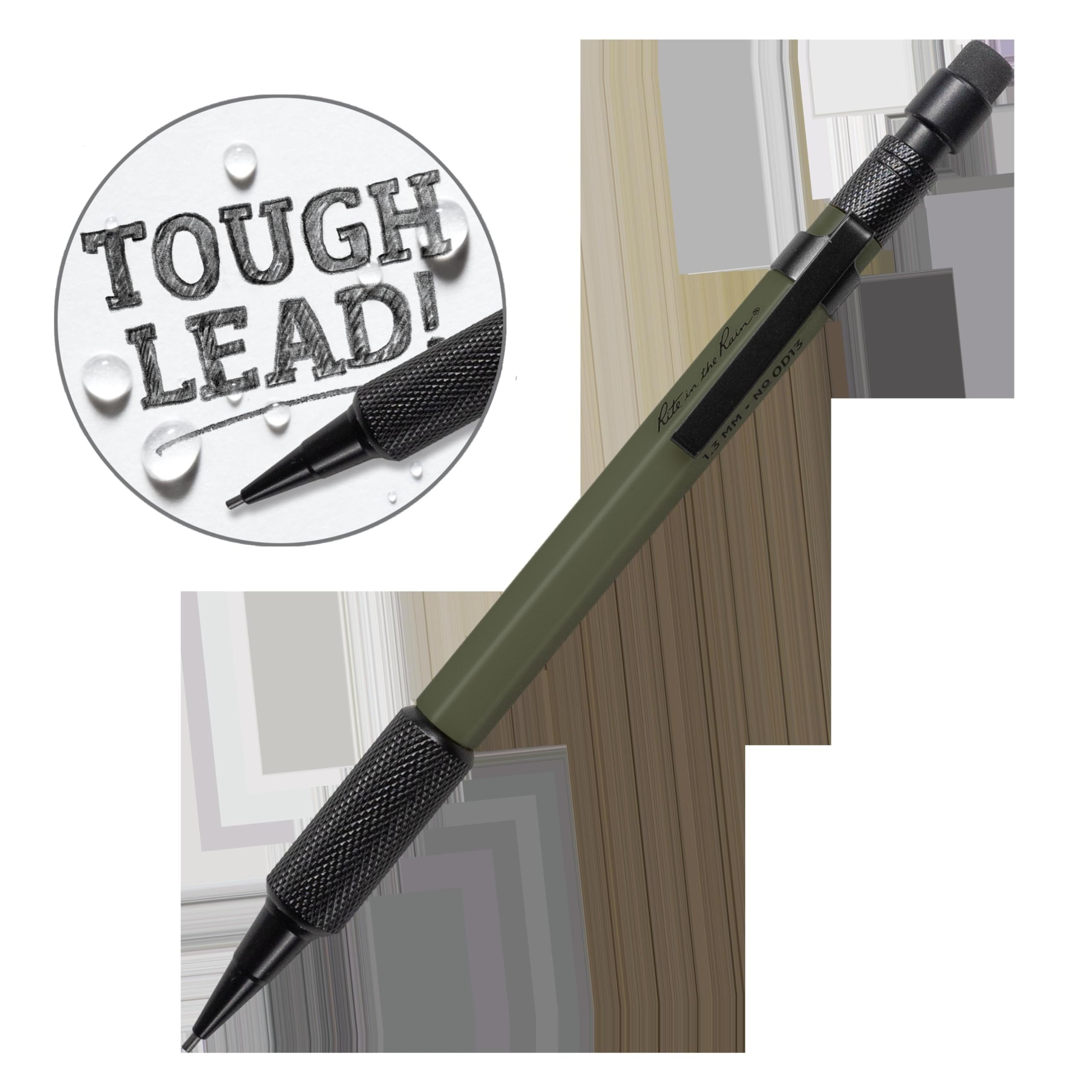 Rite in the Rain Weatherproof Mechanical Pencil - 1.3mm Lead | Olive Drab Barrel | Ambidextrous 3