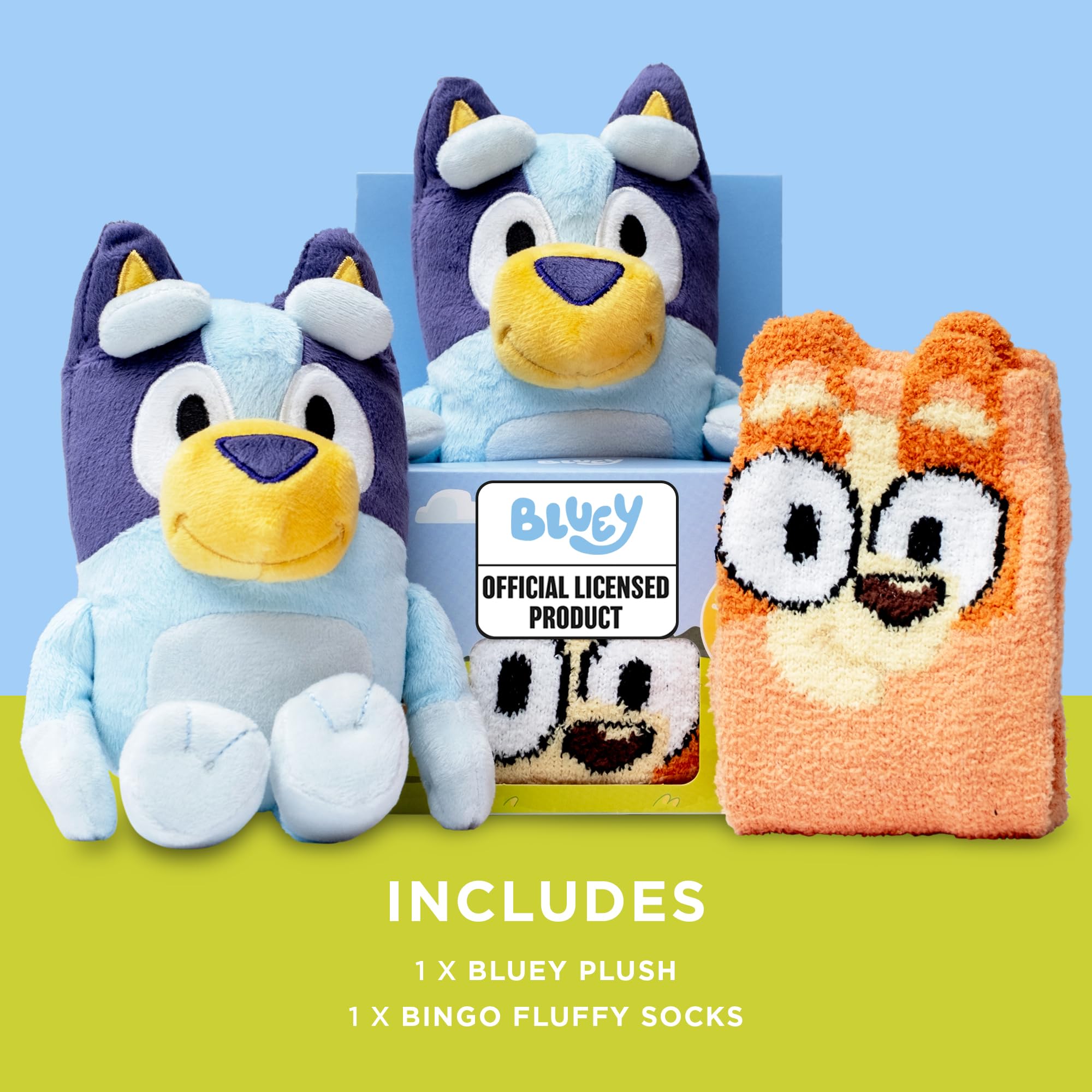 Bluey Plush Gift Set - Official Plush & Bingo Socks for Kids 8