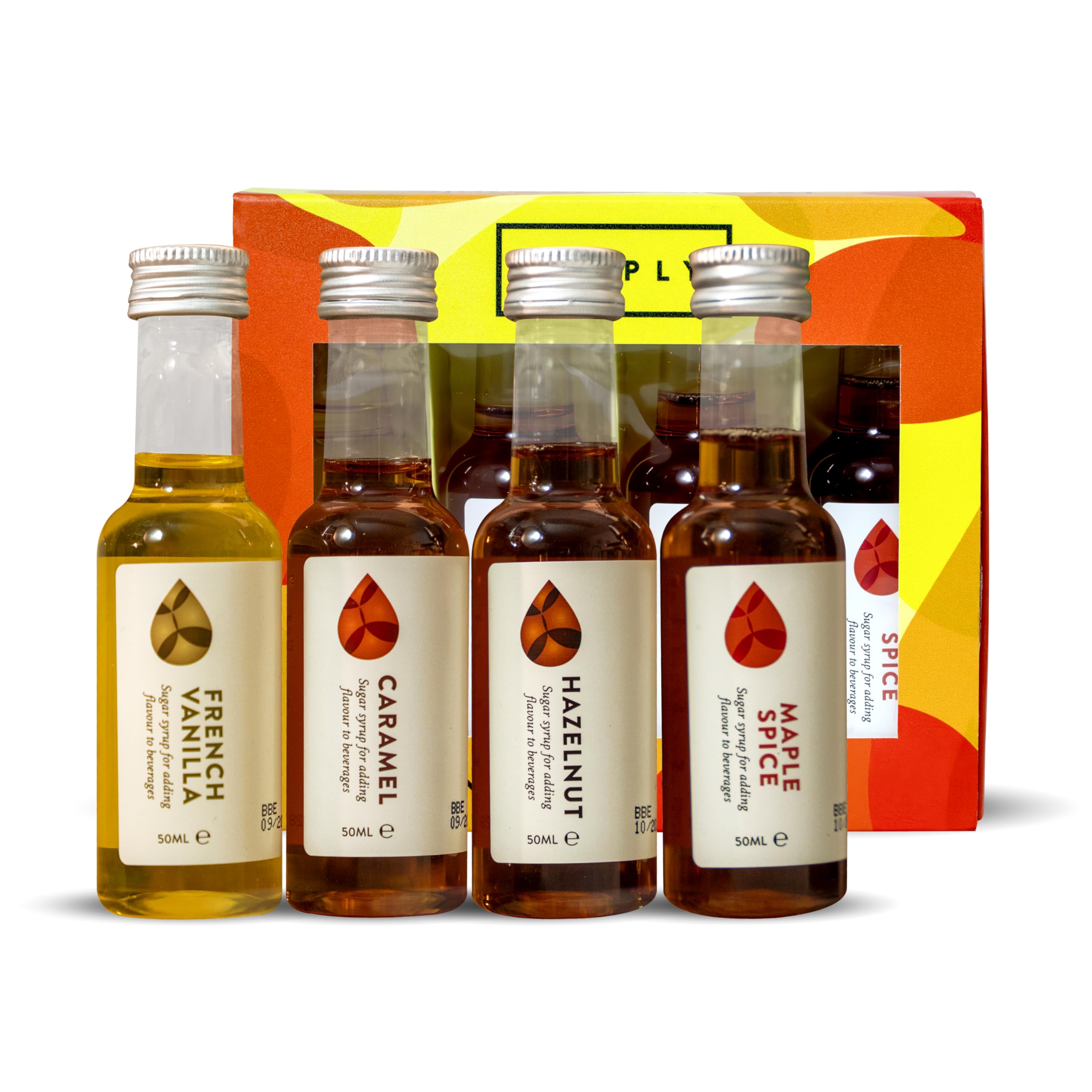 Simply Coffee Syrup Gift Set - French Vanilla, Caramel, Hazelnut & Maple Spice | 4 x 50ml 2