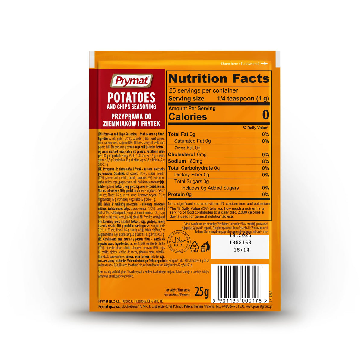 Prymat Potato & Chips Seasoning - 25g Sachets, Pack of 25
