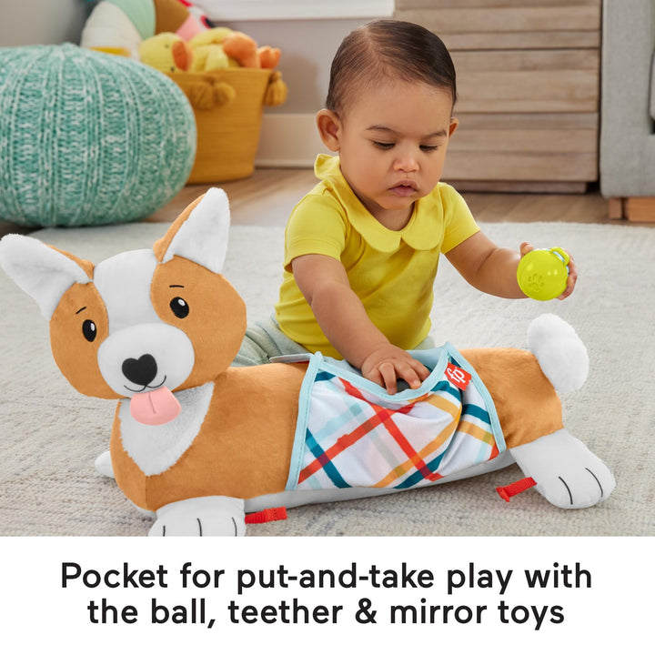 Fisher-Price 3-in-1 Puppy Tummy Time Wedge - Plush Support with Rattle, Teether & Mirror