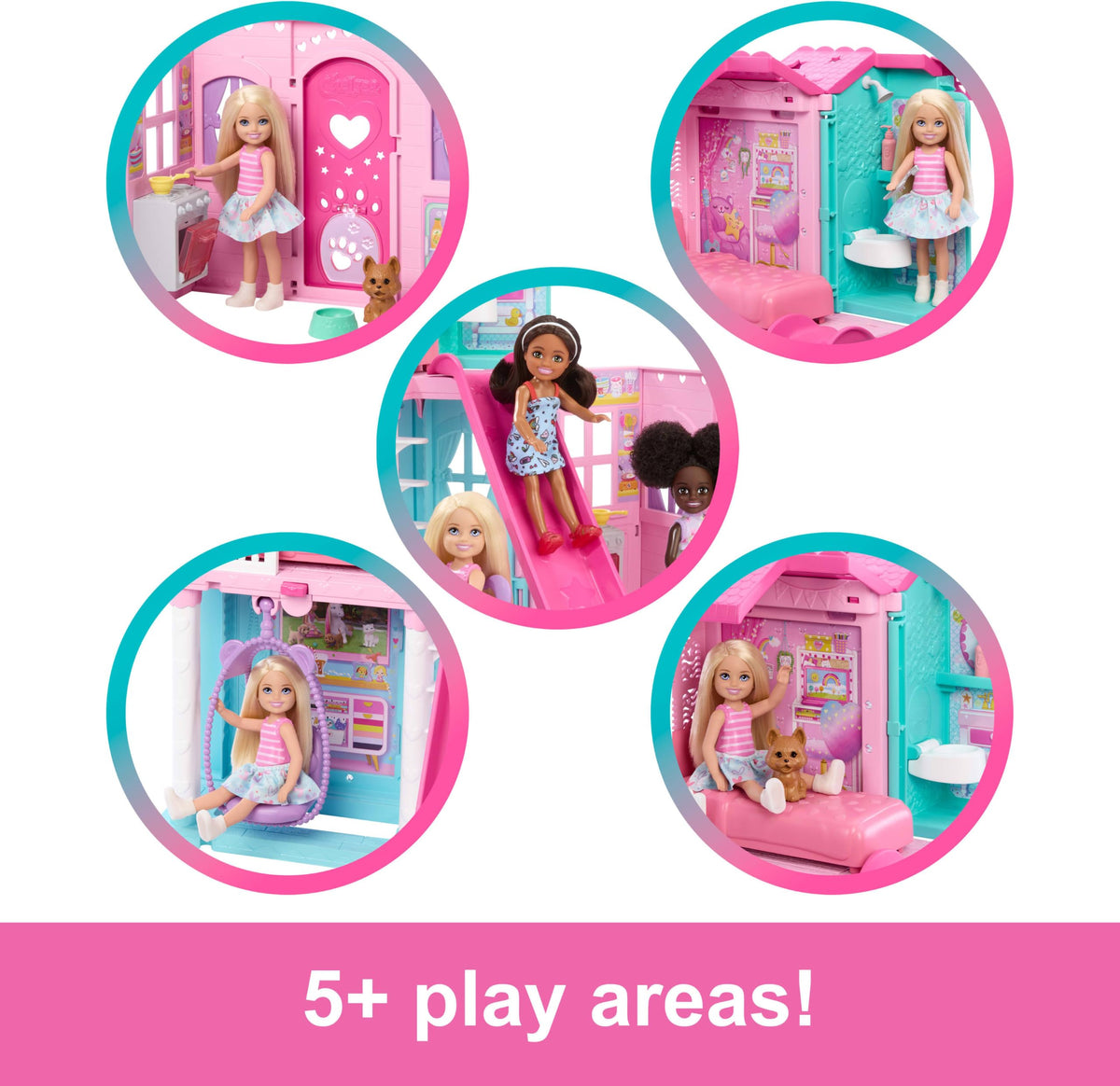 Barbie Chelsea Pop-Up Dollhouse with 15+ Accessories - Expands to 17 x 13 in, Ages 3+