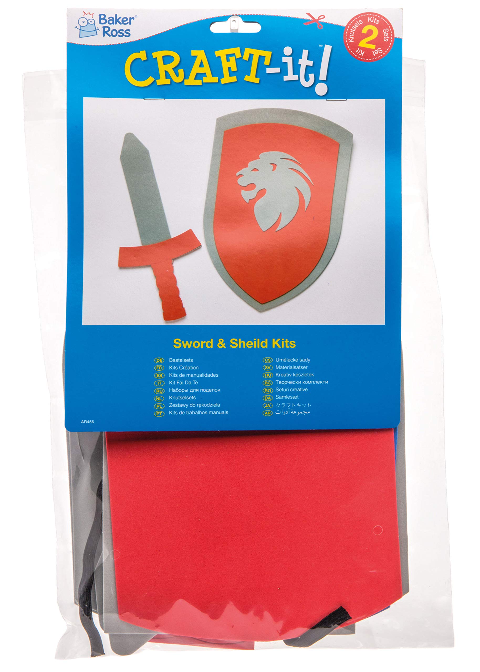 Baker Ross AR456 Kids Foam Sword & Shield Craft Kits (Pack of 2) | Knight Theme | Ages 3+ 7
